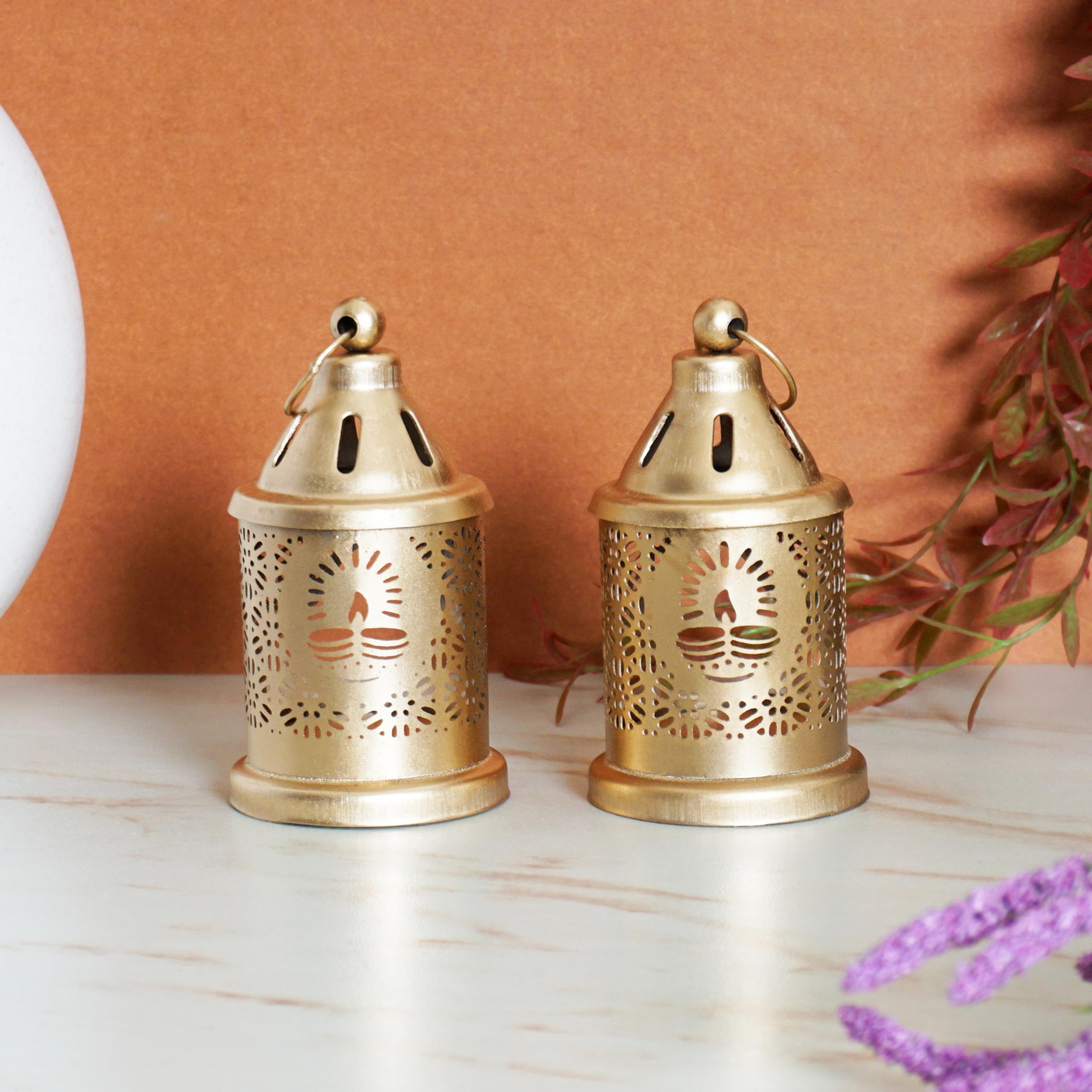 Purestory Set of 2 Iron Lantern and Candle Tealight Holder for Home Decor Items | Candles for Home Decoration | Candle Holders for Home Decor | (Pack of 2) (Gold) (B0DHCNTF3X) Amazon Price History, Amazon Price Tracker
