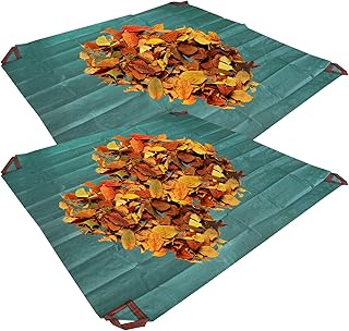 SanSanYa Garden Waste Yard Tarp with 4 Handles 7x7FT Yard Garden Waterproof Tarps, Outdoor Camping Tarps, Garage Tarps, Patio Furniture Tarps, Tent Dampproof Mat, Leaf Tarps for Covering Outdoor Items Clean Garden Waste (2)