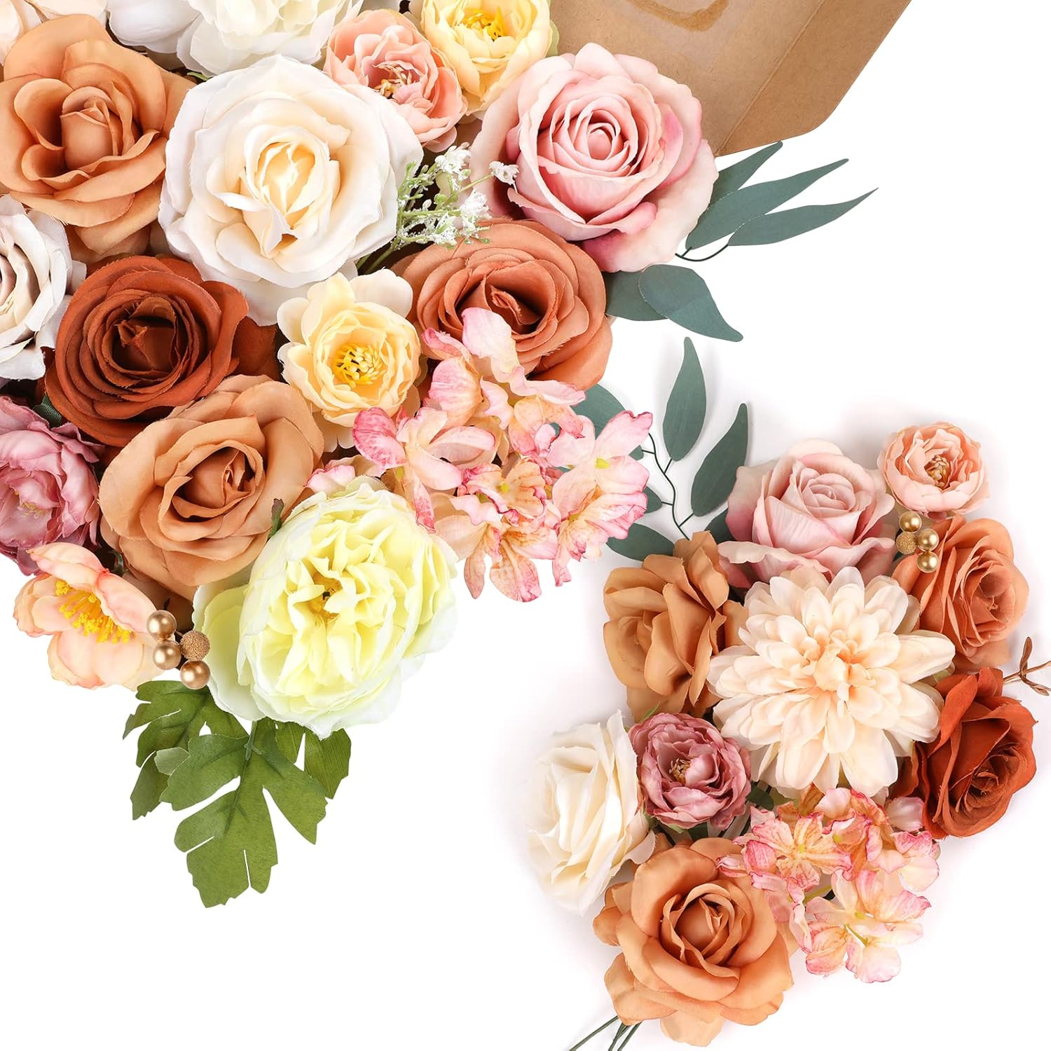 AmyHomie Champagne Artificial Flowers Combo Silk Mix Peony Rose Hydrangea Fake Flowers w/Stem for DIY Wedding Bouquets Centerpieces Arrangements Table Party Bridal Baby Shower Home Fall Decor - Image 7