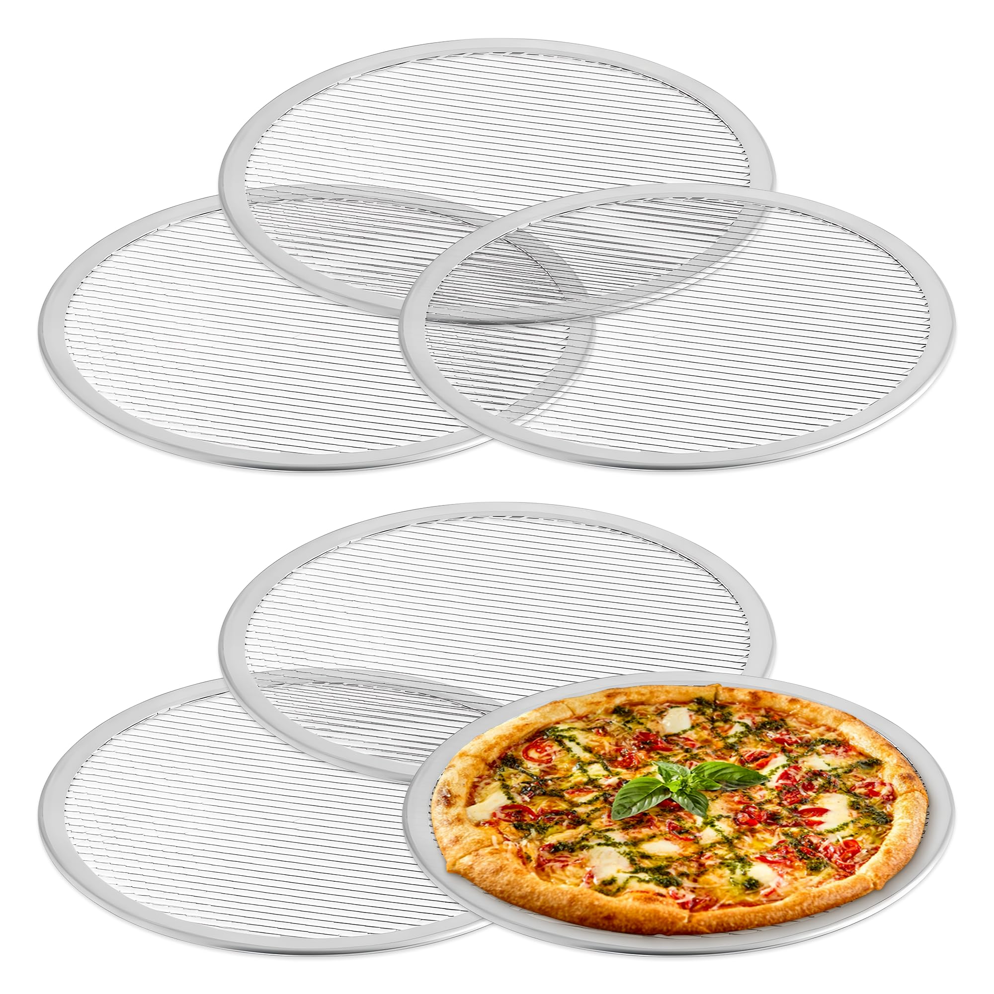 OCS Parts 6-Pack 10-Inch Aluminum Pizza Screen | Commercial Grade Pizza Tray Screen for Home Cooking, Pizzerias and Restaurants