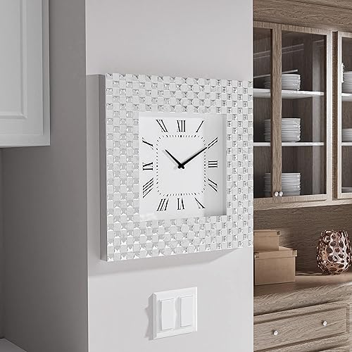 Miniatura 4 de PayLessHere Reloj de pared silencioso decorativo de lujo, reloj de pared plateado con números romanos antiguos para sala de estar, comedor, cocina,