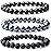 WFJ Mens Triple Protection Black Beaded Bracelets Set: Hematite Obsidian and Lava Stone Stretch Bracelet, Men Feng Shui Minimalist Accessories