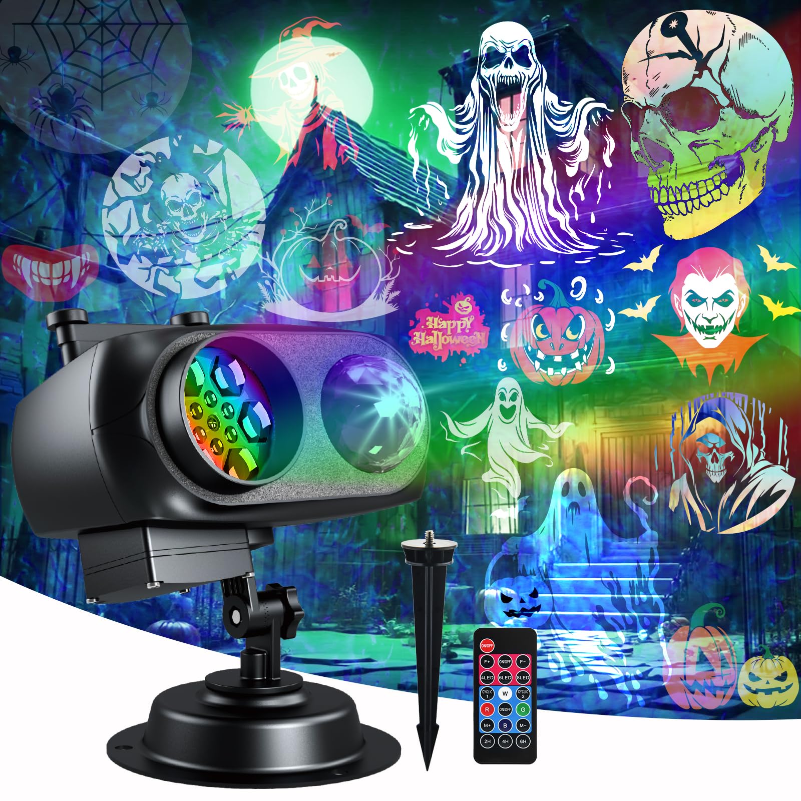 MOSSNDAR 96 Patrones Proyector Halloween Navidad Decoración Exterior