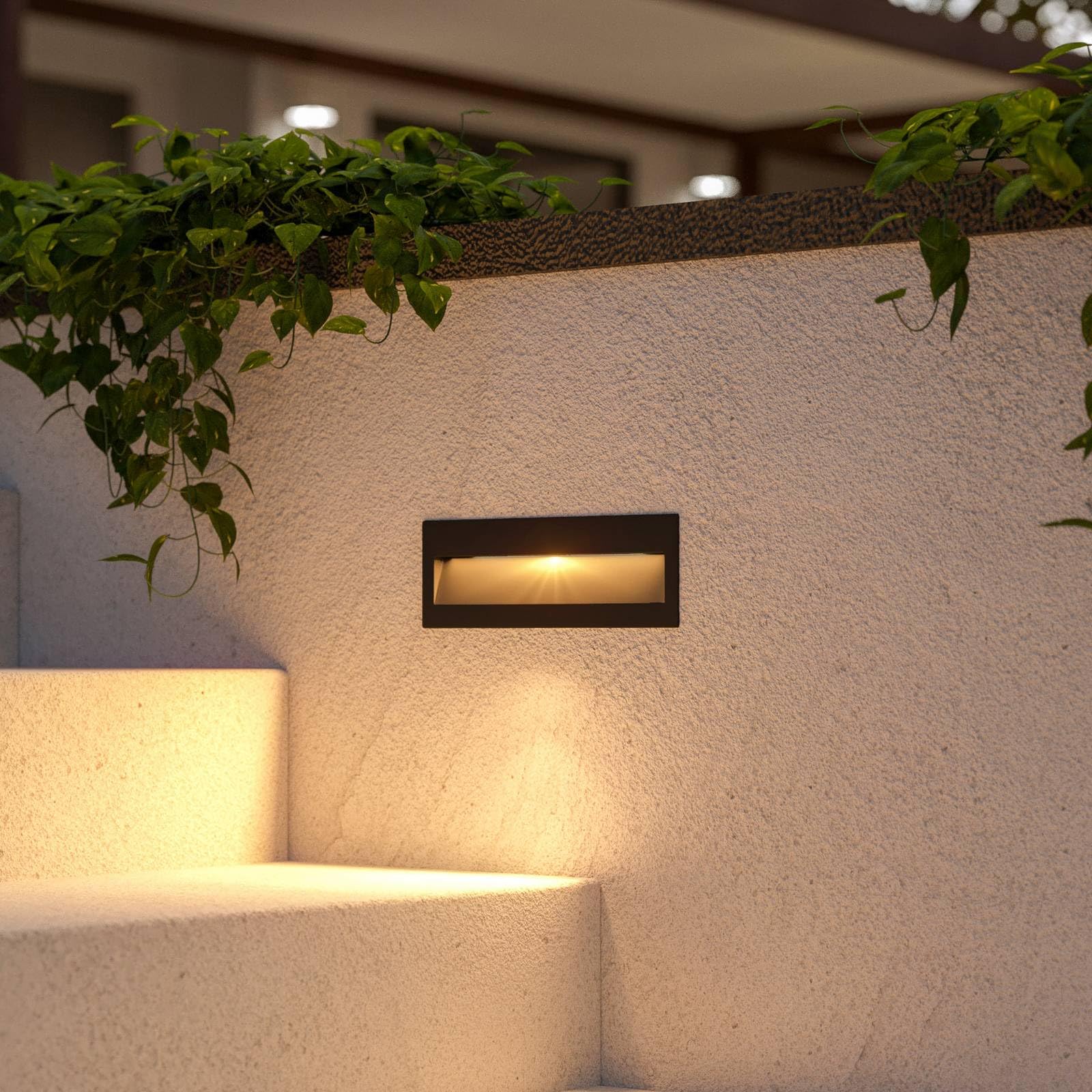 Lucande LED Lámpara de pared exterior Loya (Moderno) en Negro hecho Aluminio (1 llama, lámpara empotrable para exteriores, aplique exterior/fachada vivienda