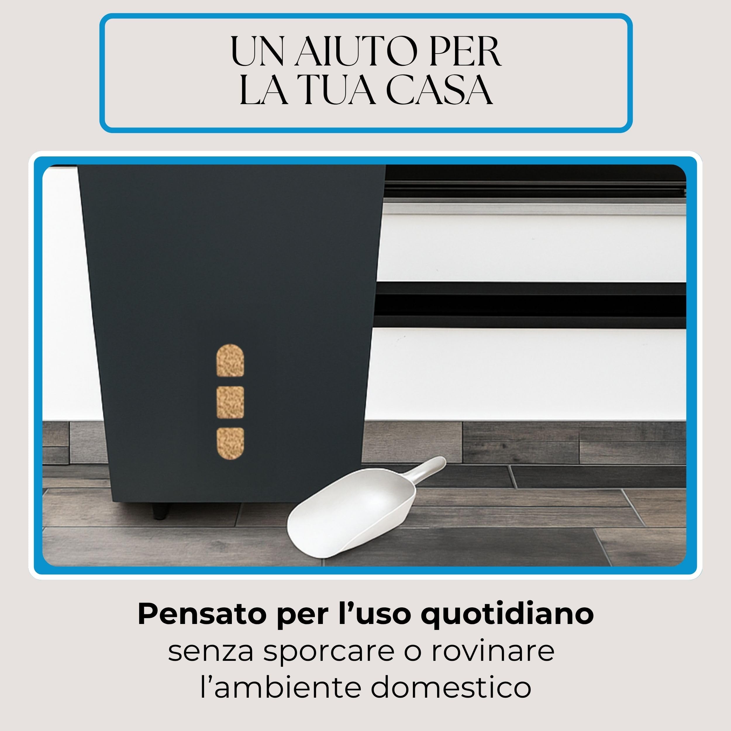 FLOMAR - Porta Pellet da Interno con Ruote - Contenitore in Metallo Verniciato a Fuoco Grigio