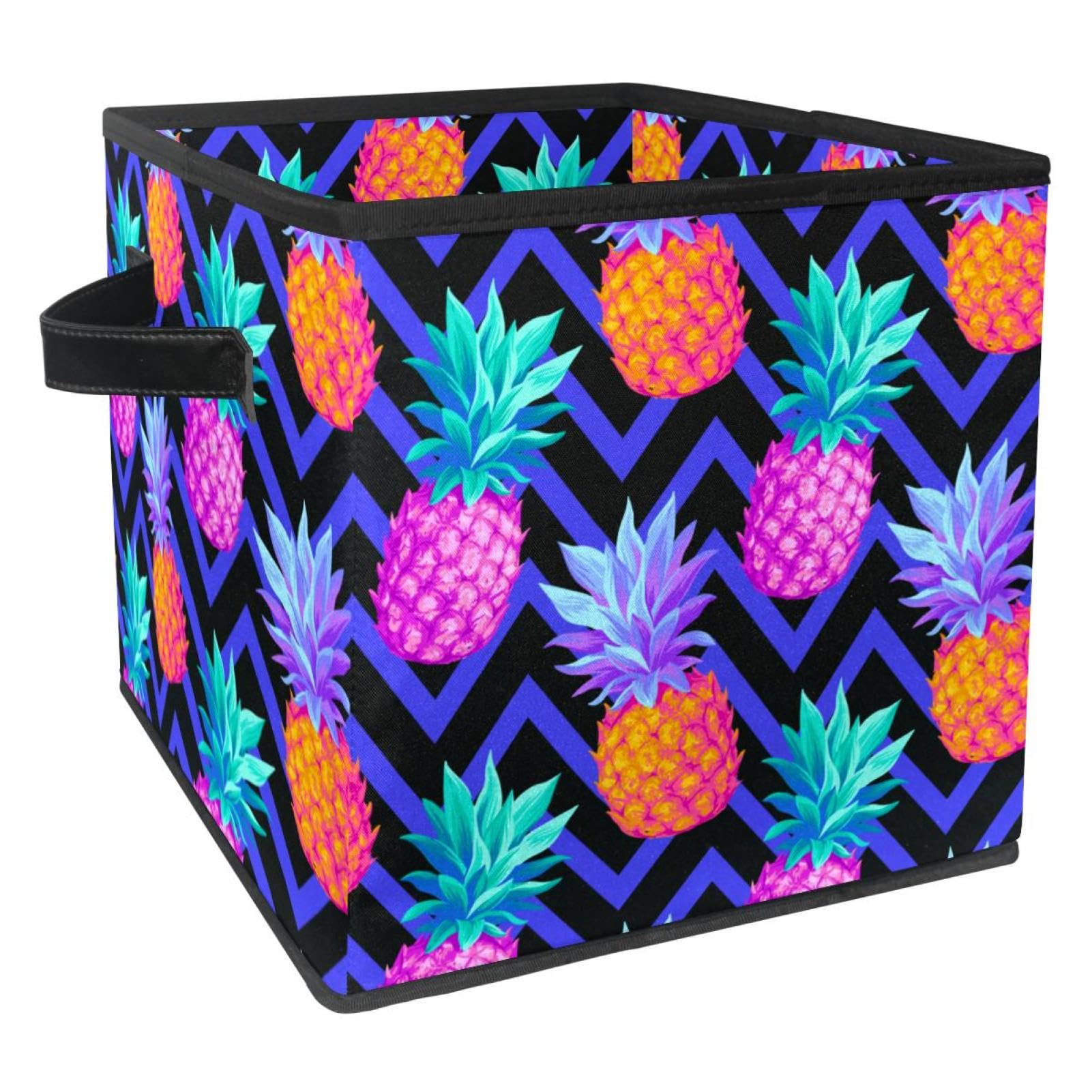 Boîte de rangement pliable motif ananas coloré cube en tissu pour placard