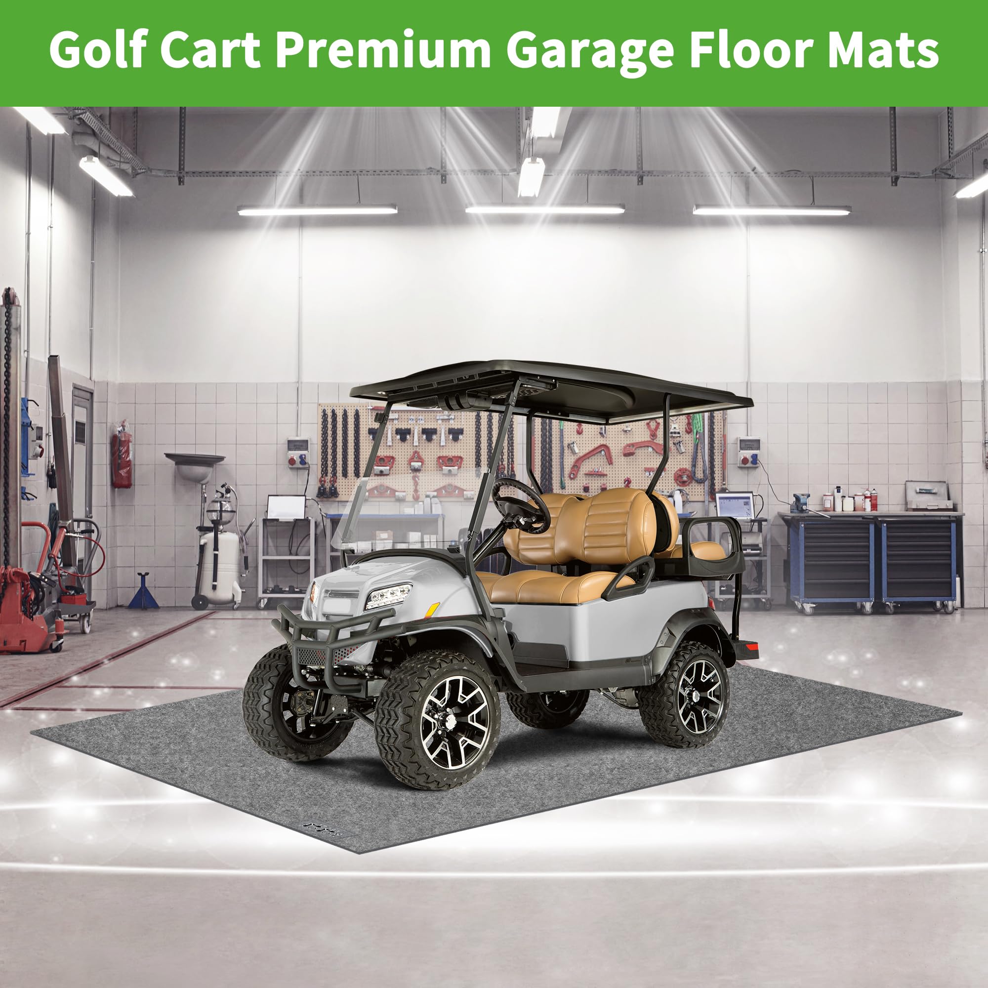 10L0L Tapis de sol de garage de qualité supérieure pour voiturette de golf, imperméable, antidérapant, absorbant l'huile et tapis de mécanicien avec envers en caoutchouc imperméable pour Yamaha, club,