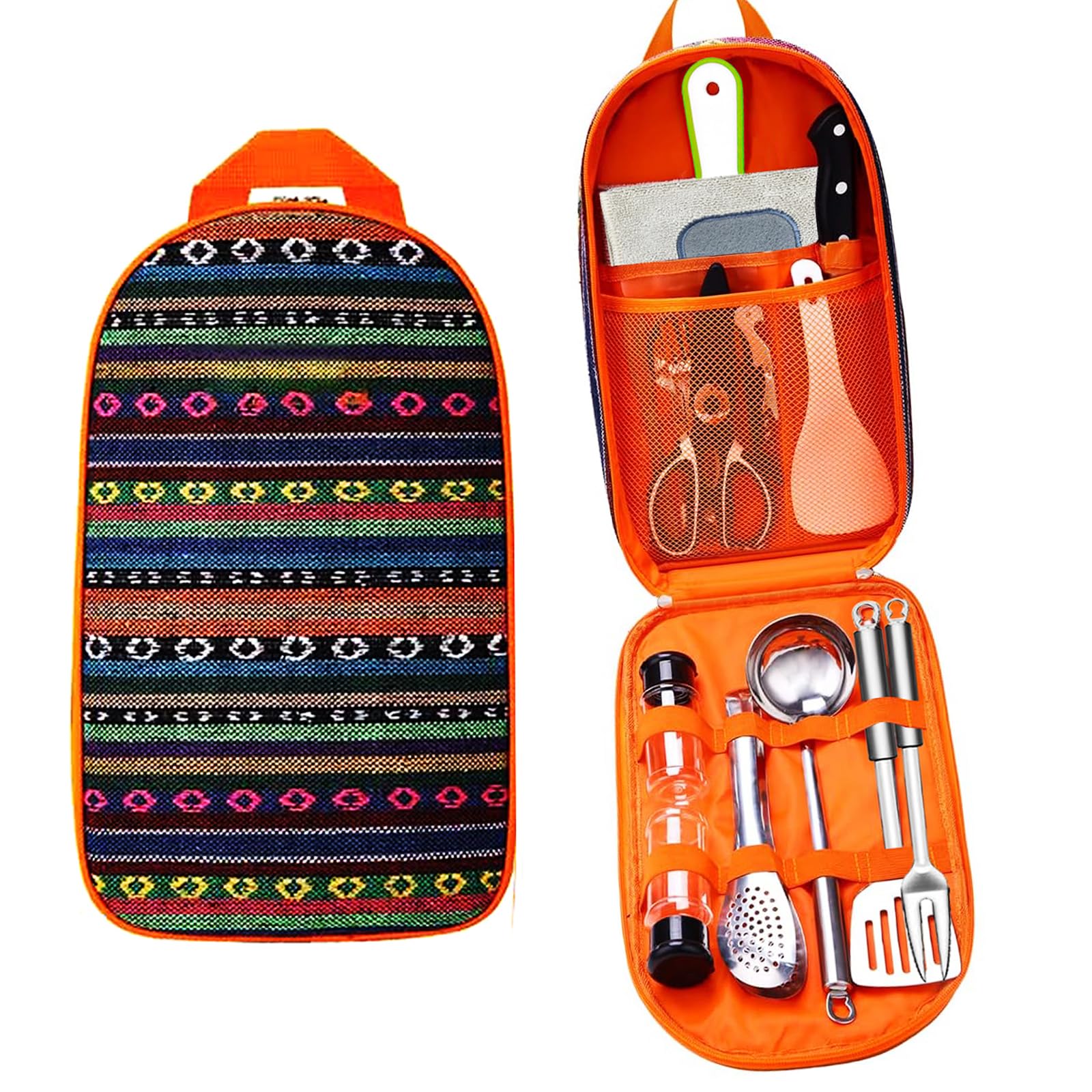 Jorunhe 17PCS Portable Camping Cooking Utensils Set, Camping Essentials with Stainless Steel, Mixed Colours, 17PCS Size - Image 2