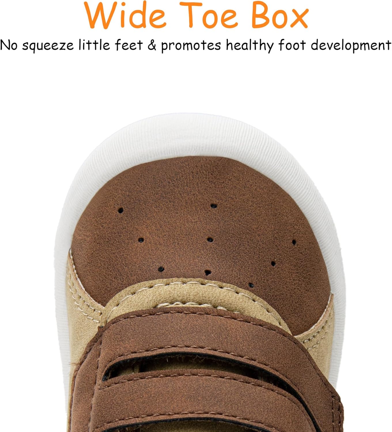 Baby Shoes Boys Girls First Walking Shoes Wide Toe Box Barefoot Zero Drop Infant Shoes Lightweight Nonslip Soft First Walkers PU Leather Toddler Sneakers for 6-24 Months - Image 3