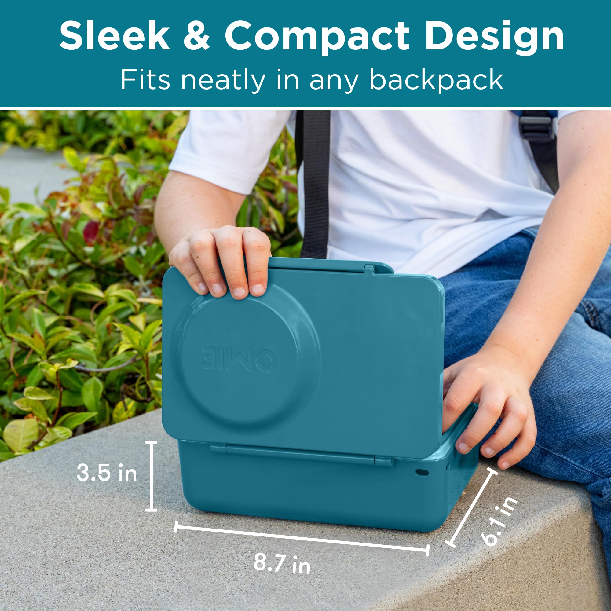 OmieBox UP Bento-Lunchbox Für Kinder – Isoliert, Auslaufsicher, Mit Thermo-Glas & Kühlem Eispack, Lila