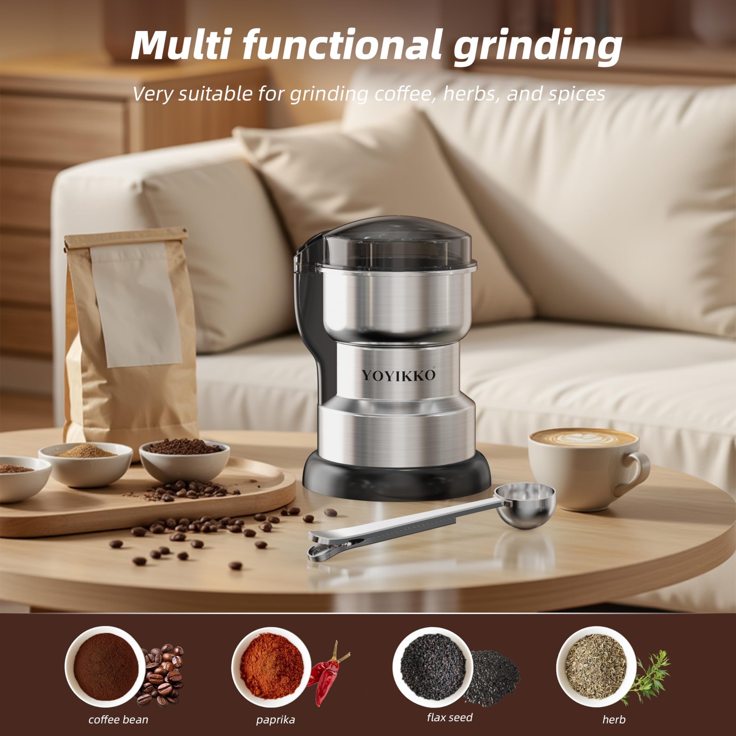 Molinillo de café eléctrico de 300 W, molienda ajustable, espresso/goteo/vertido. Molinillo para café, especias y otros alimentos. (Plateado-240)