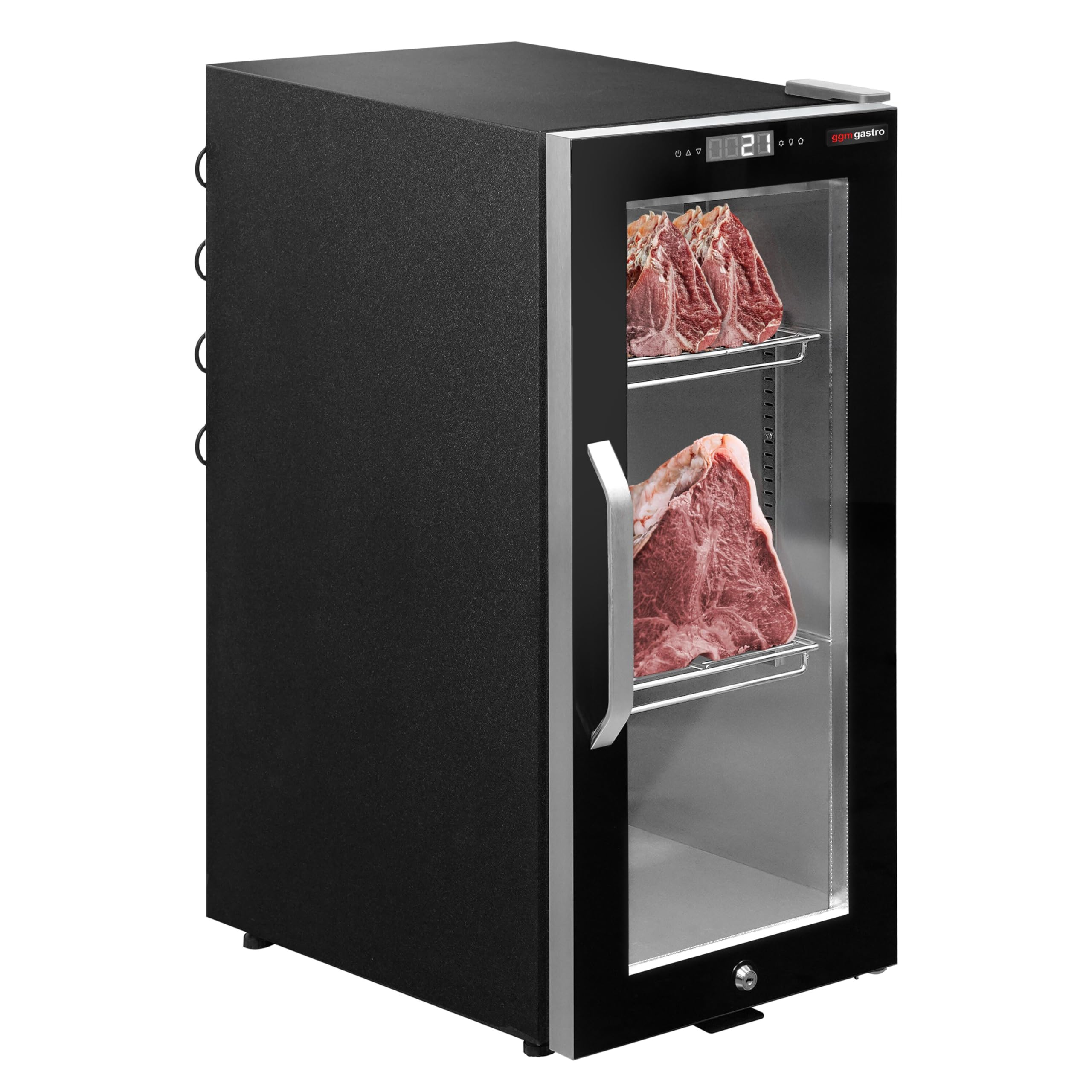 GGM Gastro Fleischreifeschrank 395mm 87L Schwarz | Optimale Fleischreifung, hygienischer Edelstahl SUS304, zeitsparende Reinigung, geräuscharmer Betrieb, flexibel ausrichtbar