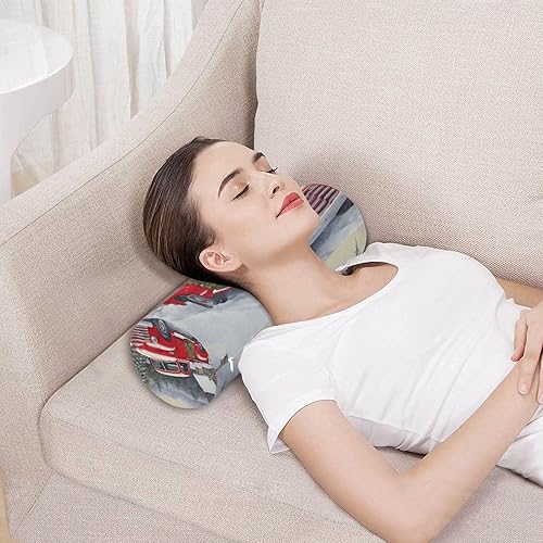 Miniatura 5 de xigua Red Truck Farm - Almohada de cuello de Navidad para alivio del cuello con funda extraíble lavable, cojín redondo de espuma viscoelástica,