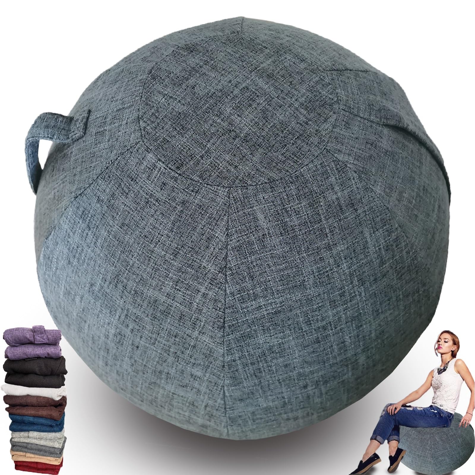 WTZHHK 9 colors Exercise Ball/Yoga Ball Cover 55/65/75cm Birthing Ball Pregnancy Pilates Balance Chair Anti Burst Ball Covers Storage Bag Accessories(excluding ball)(Navy,55CM)