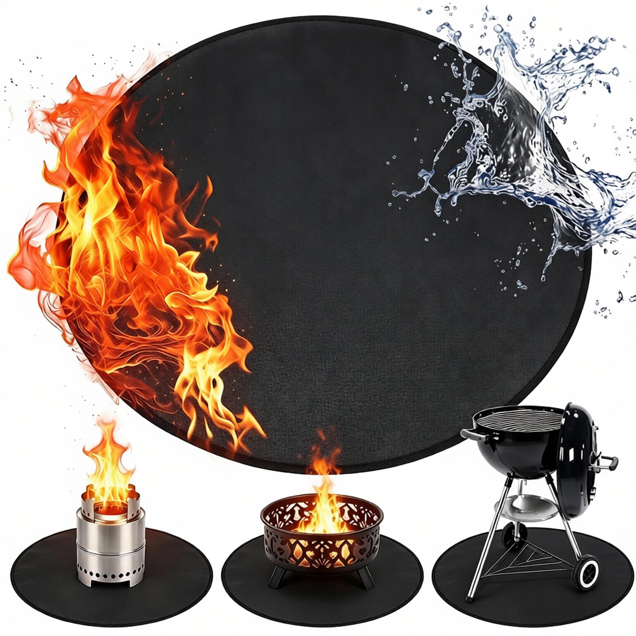 36" Round Fire Pit Mat for Solo Stove Bonfire - Fireproof Under Grill Mat for Outdoor Grill &amp; Portable Camping Stove - Ideal Solo Stove Accessory