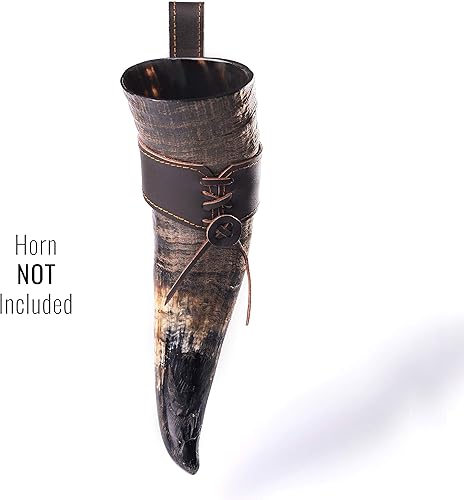 Miniatura 4 de Funda de cuero prémium para cinturón de beber, rana de cuerno de Ale, grande, marrón