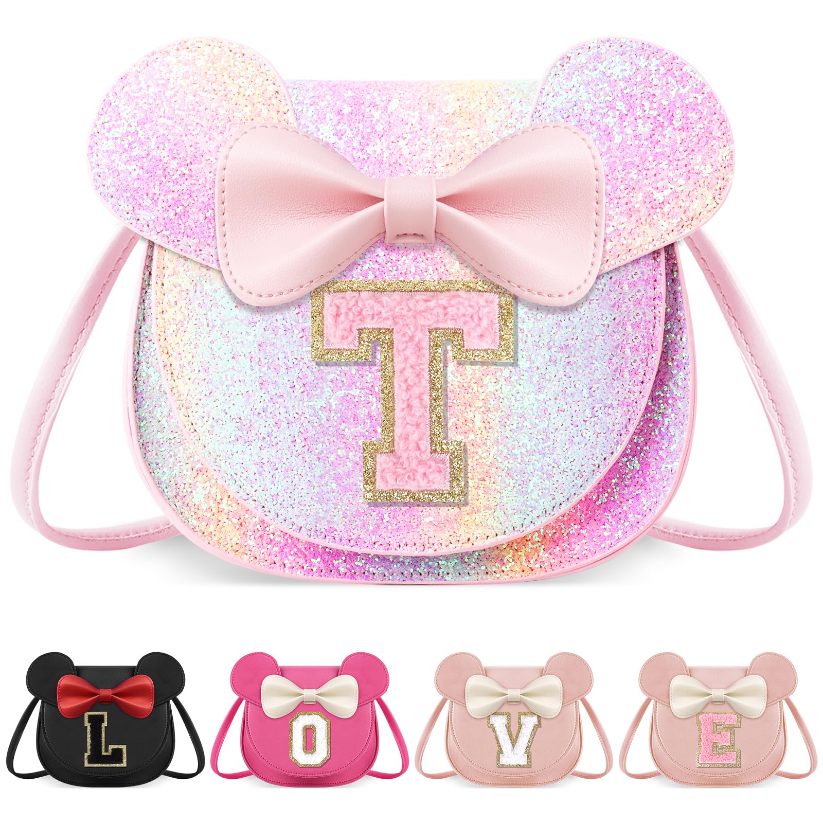 Little Girl Toddler Purse - Cute Mouse Ear Bow Crossbody Bag for 2-8 Year Olds - Birthday Gift