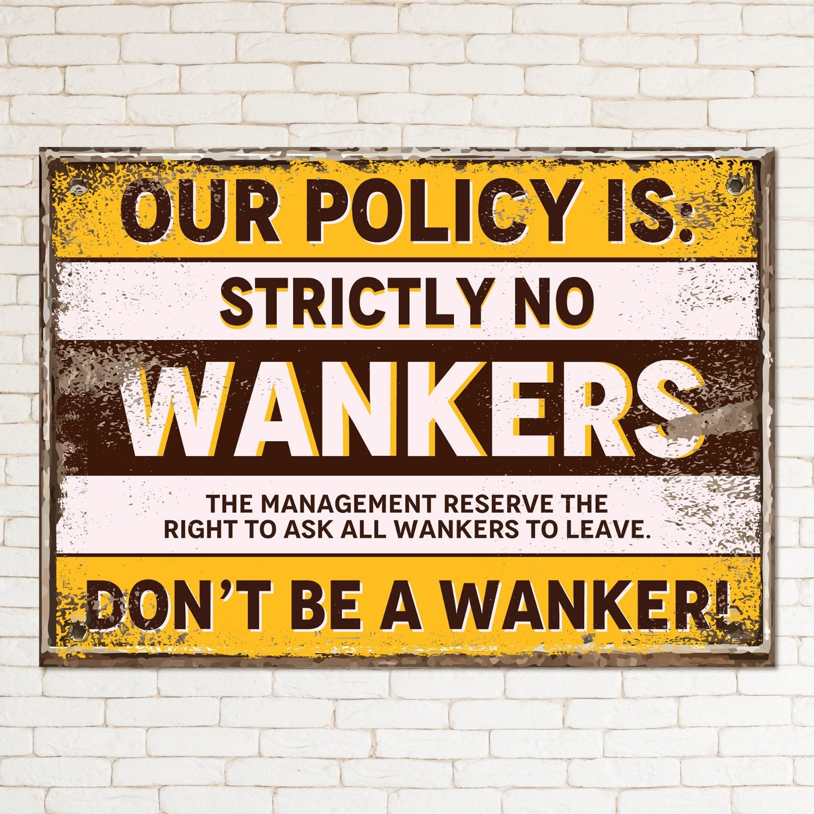 My Pixel Print Metal No Wankers Retro Sign Man Cave Bar Pub Plaque Party Vintage Gift