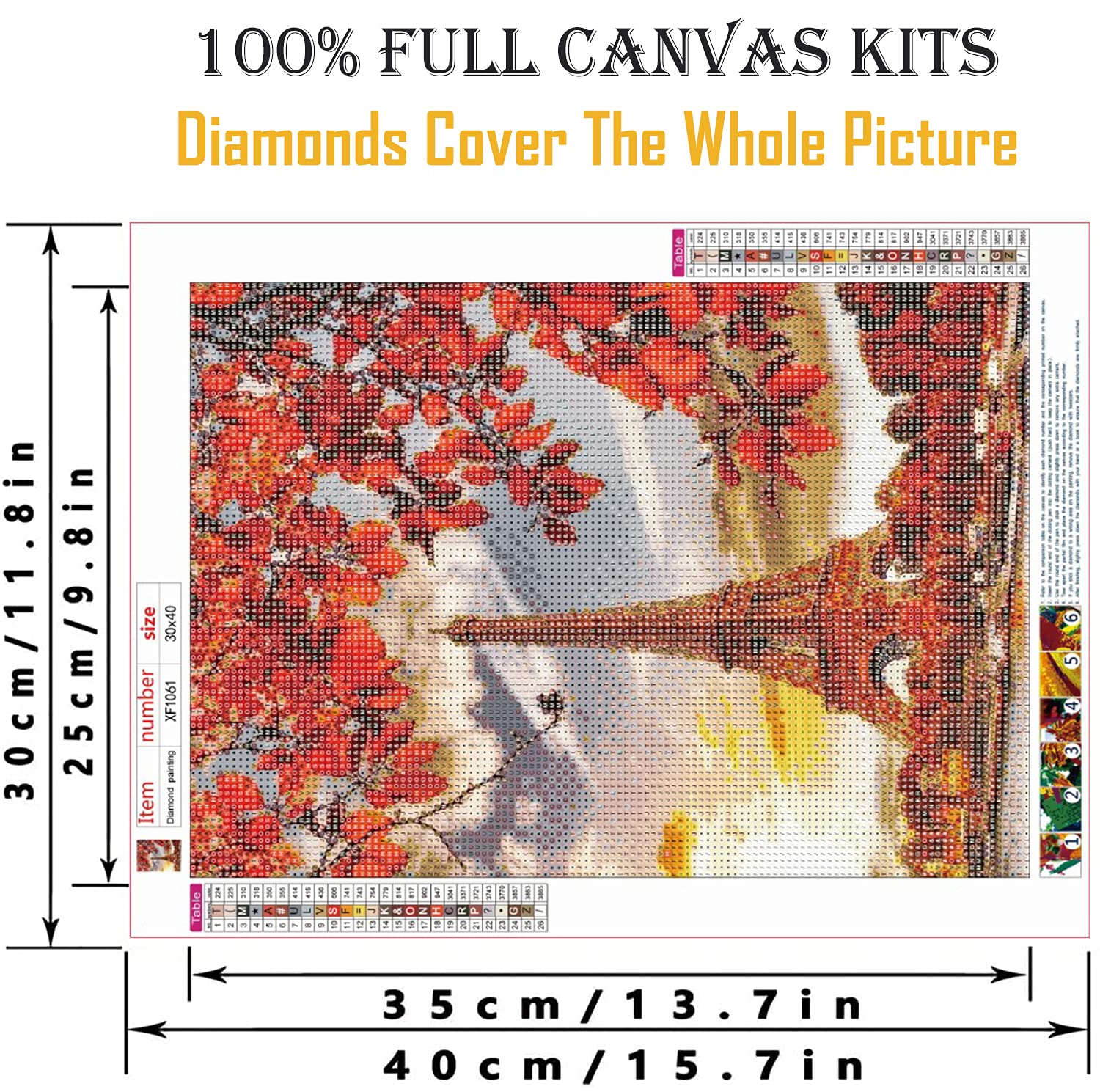Pintura De Diamantes Torre Eiffel París – 40x50 Cm Con Paraguas Rosa | Kit 5D De Mosaico Para Adultos Y Principiantes