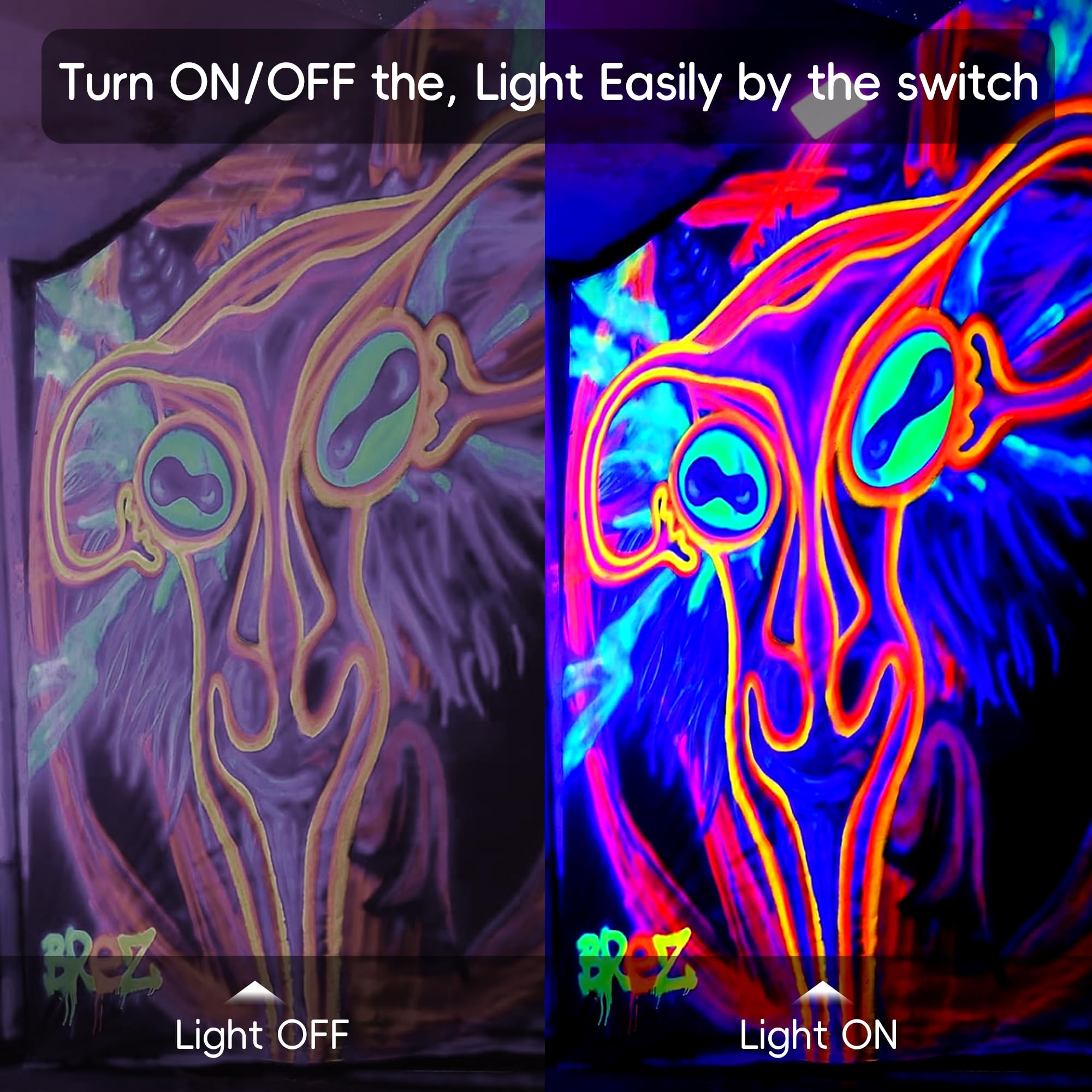 4 Pack 100W LED Schwarzlicht Schwarzlicht Flutlicht mit Stecker und Schalter, IP66 Wasserdicht Schwarzlicht für Halloween Party, Glow in The Dark, Bühnenlicht, Körperfarbe, Neon Glow