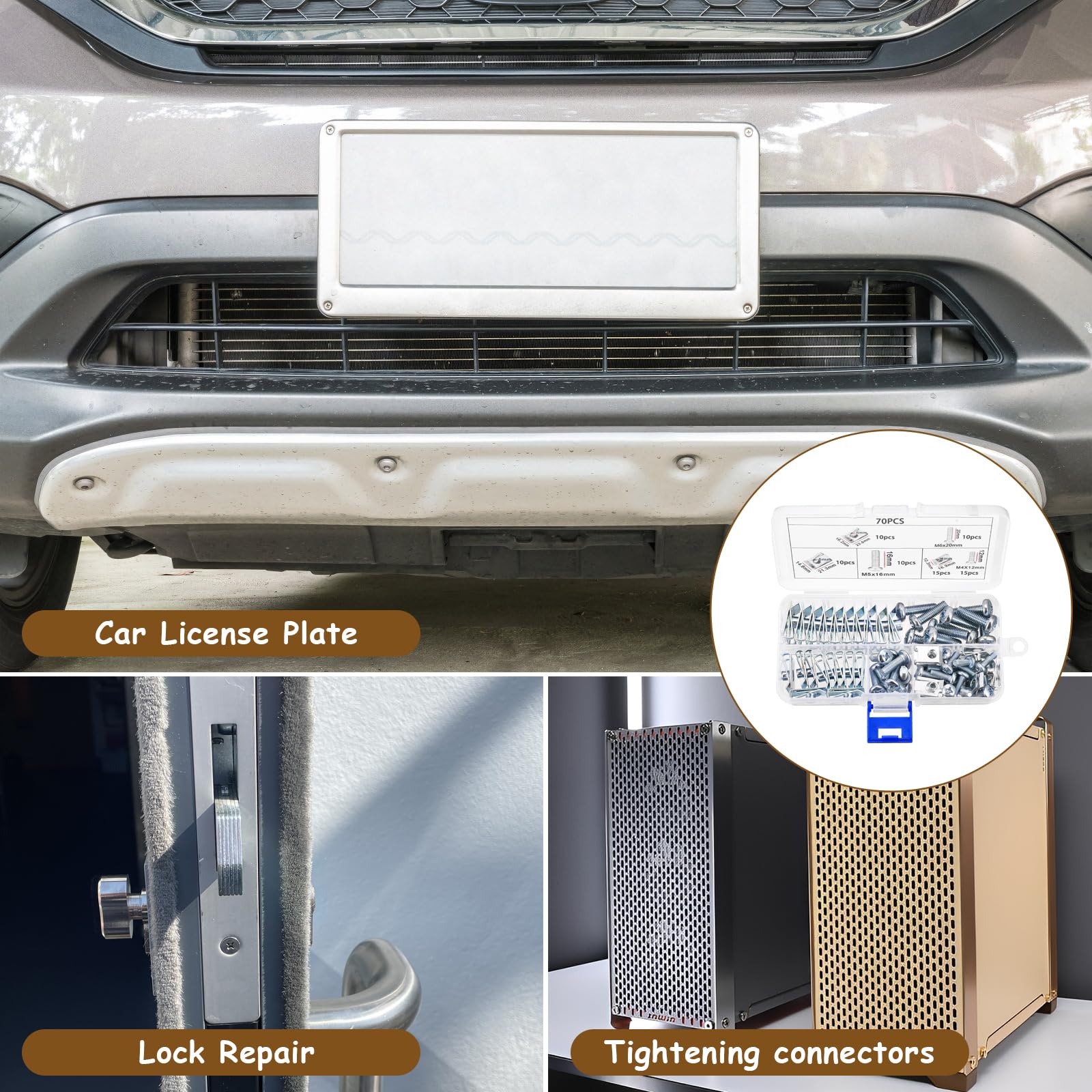 70 Pz U Clip Fissaggio Auto, M4 M5 M6 Dadi a Clip a U e Viti Autofilettanti per Parafanghi, Vite per Autoveicoli, Kit di Clips per Dadi in Lamiera di Metallo per Carrozzeria Pannelli Auto Carene