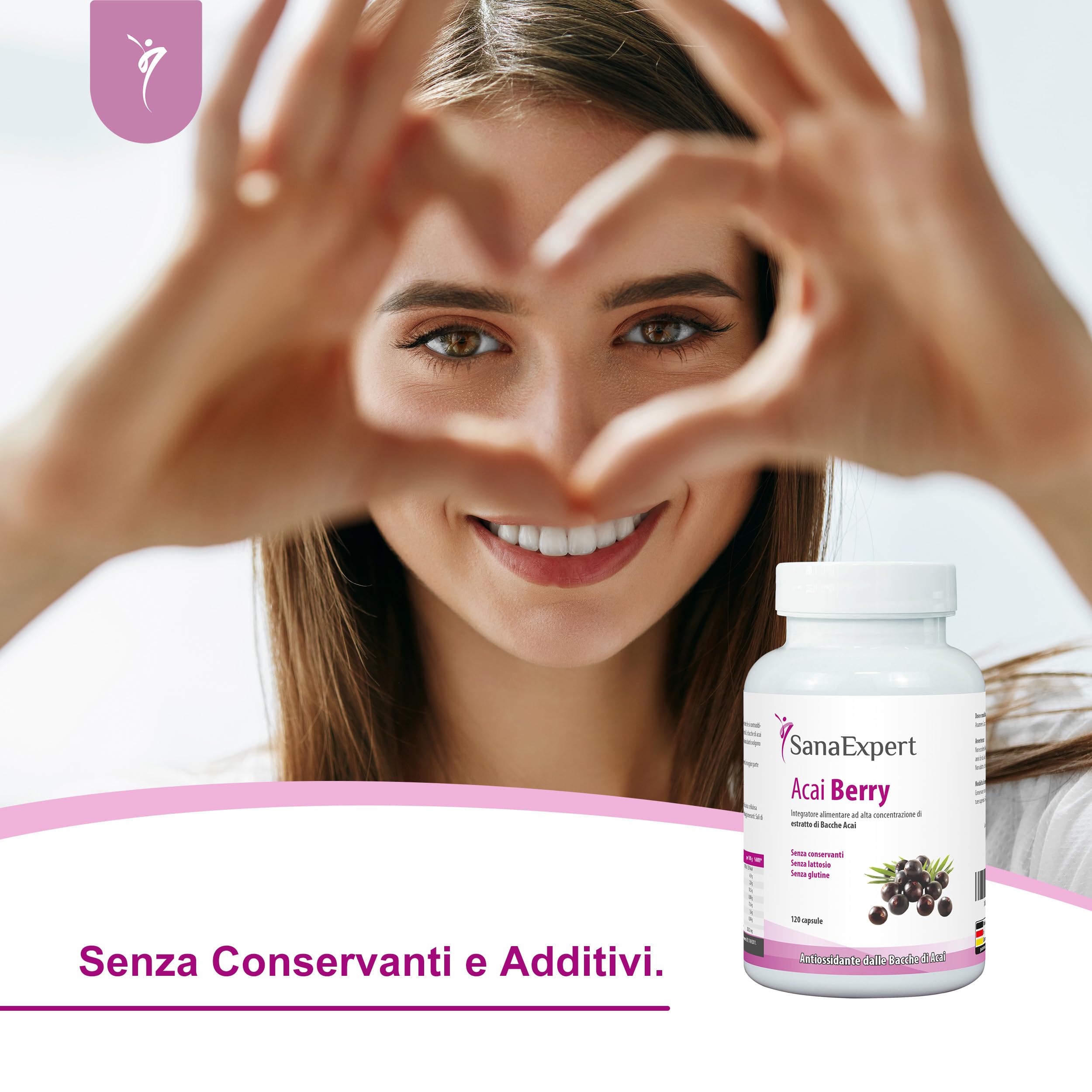 SanaExpert Acai Berry - Integratore Alimentare Naturale con Estratto Puro di Açaí - Ricco di Antiossidanti - Adatto ai Vegani, Senza Glutine, Senza Lattosio - 120 Capsule - Prodotto in Germania