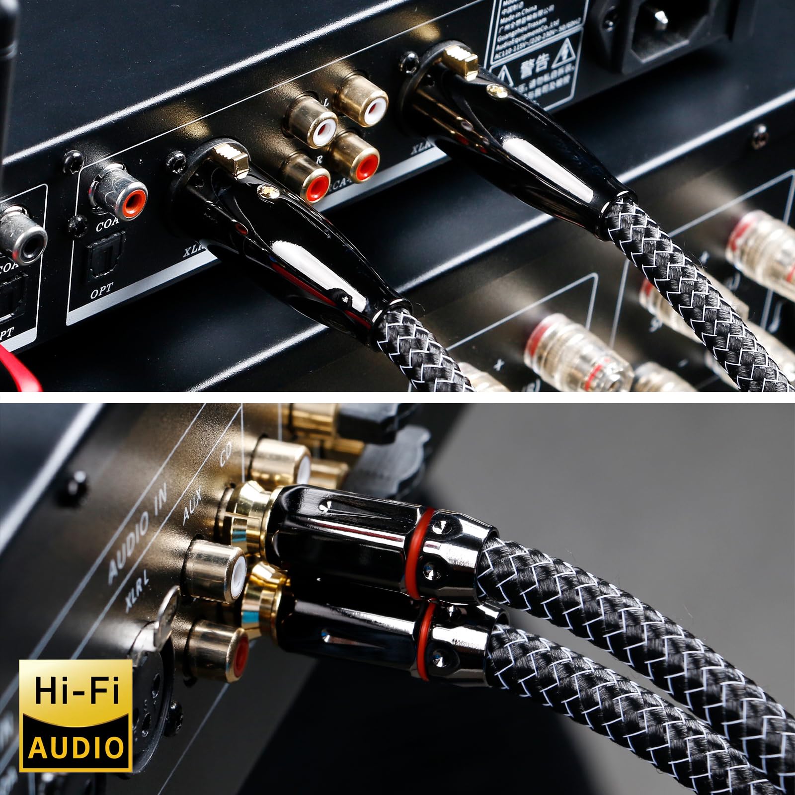 SKW Cavo Singolo XLR Femmina a RCA Maschio, Serie WG a Filo Intrecciato Rame e Argento per Trasmissione Segnale Pura, per Lettori CD, Amplificatori e Impianti Hi-Fi, Lunghezza 1M (Cavo Singolo)