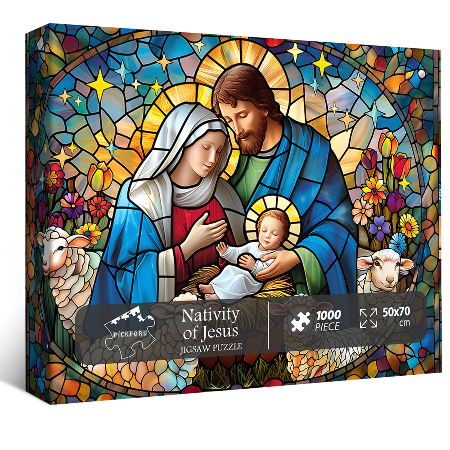 PICKFORU Jesus Stained Glass Puzzles for Adults 1000 Pieces and up, Colorful Christmas Nativity Jigsaw Puzzle, Difficult Mosaic Jigsaw Puzzles as Home Decor - Image 8