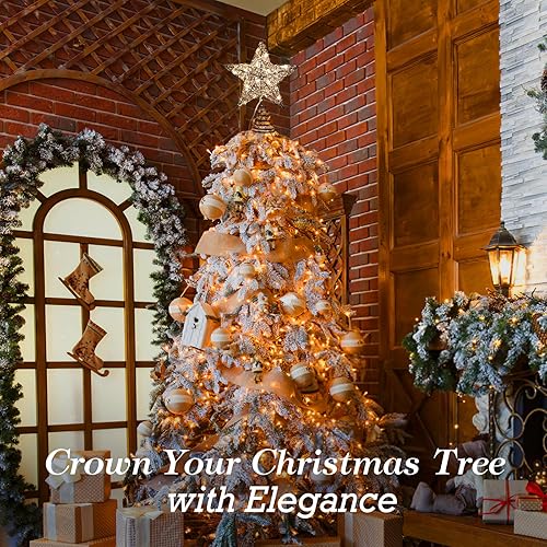 Miniatura 2 de Roylvan Decoración para árbol de Navidad, funciona con pilas, con temporizador, luz decorativa con tiras plateadas, 20 luces LED, adorno de alambre