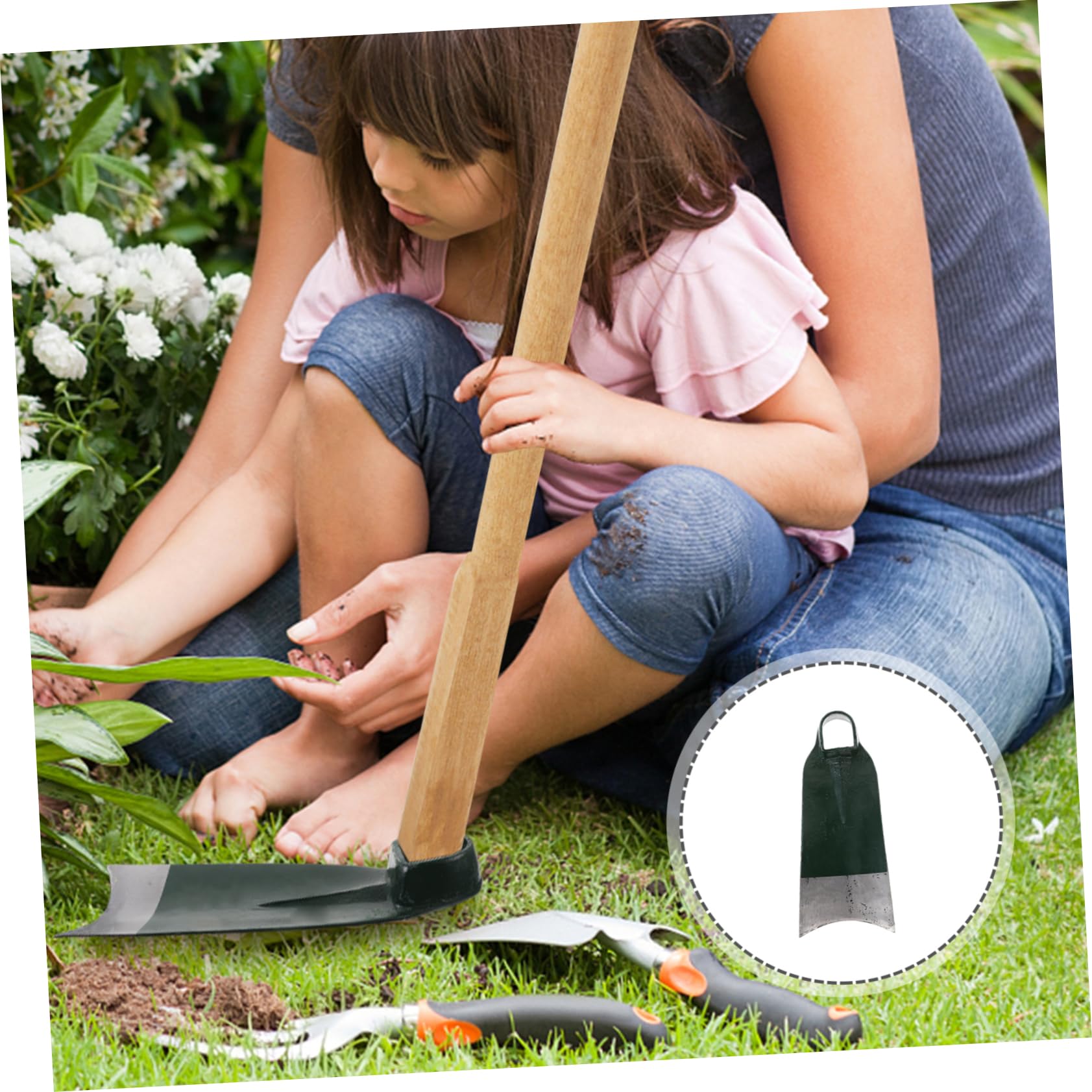 Azada de Jardinería de Acero Inoxidable Verde Resistente al Óxido | Cultivo en Casa y Jardinería, No se Daña Rompe Facilidad, Herramienta Manual para Labores de Tierra