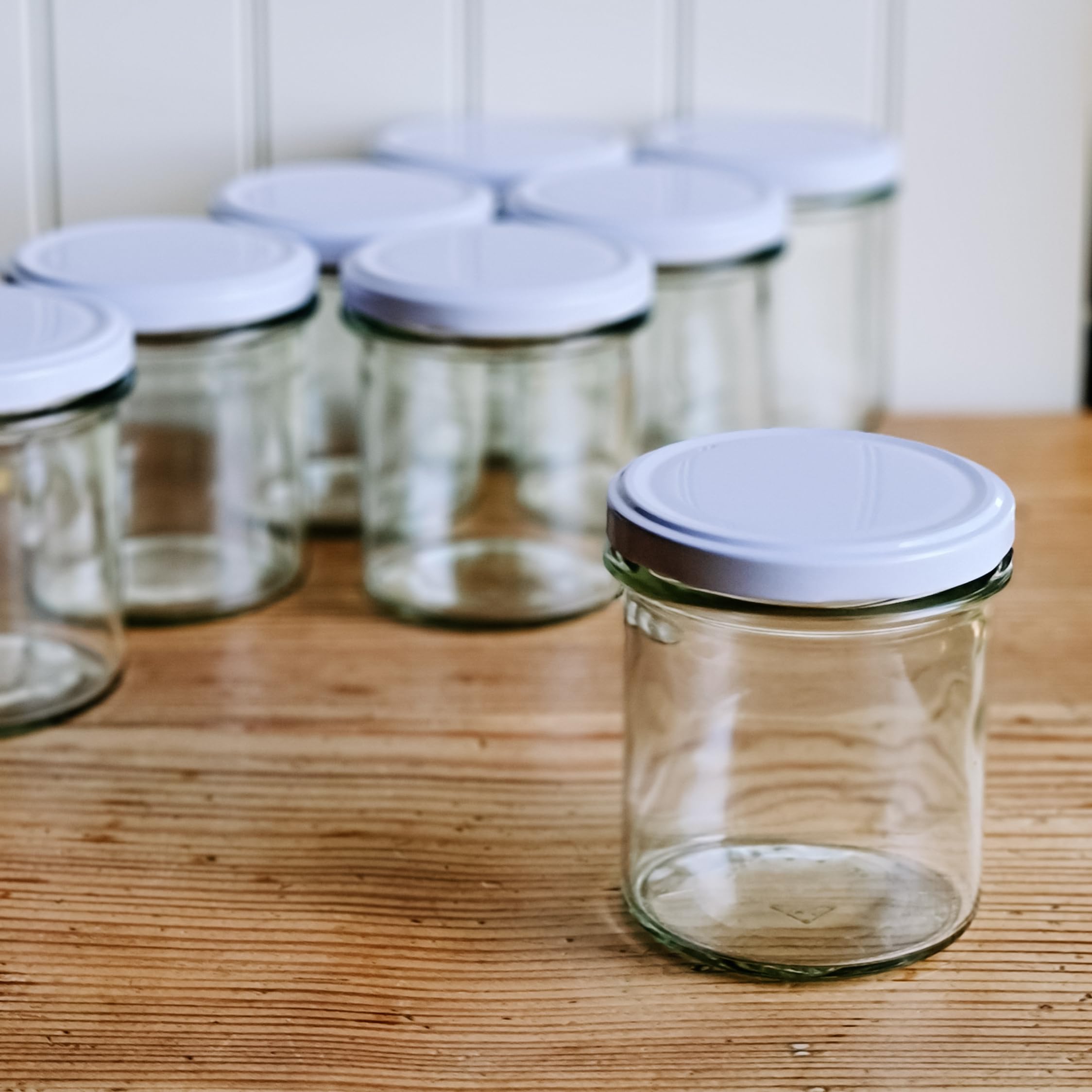40x Einmachgläser mit schraubdeckel 350 ml - Einweckgläser mit Etiketten - Marmeladengläser mit Deckel Weiß - Schraubgläser mit Deckel - gläser - Einmachglas - TO 82 (40 Stk.)
