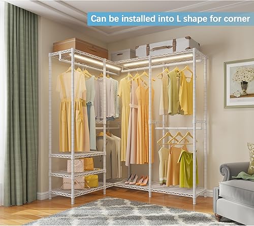 Miniatura 3 de VIPEK V40L - Perchero con luces LED regulables, 3000 K blanco cálido, resistente para colgar ropa, armario portátil, armario independiente para