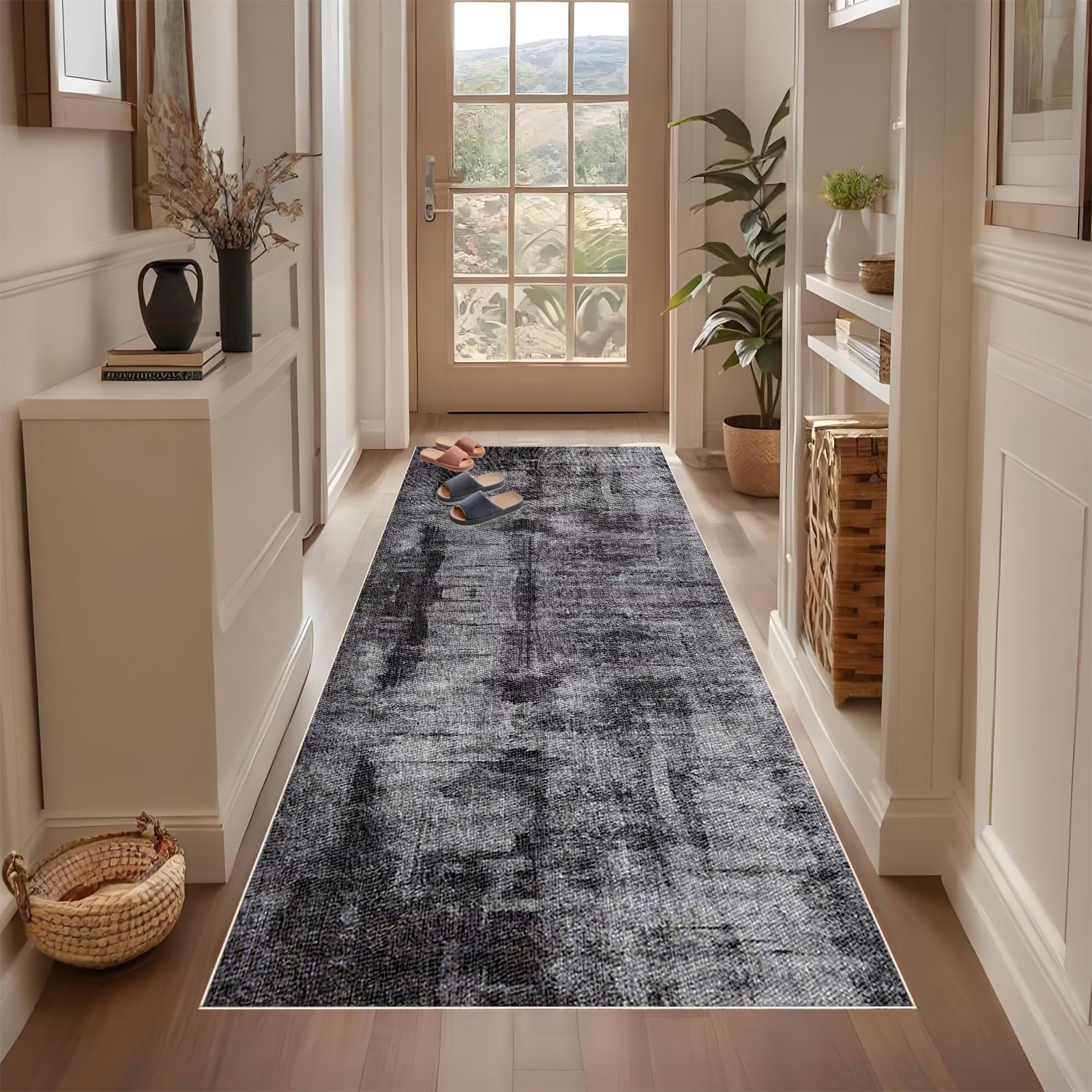 Runner Rug Non-Slip Hallway Runner Rug Washable Kitchen Runner Mat Kitchen Floor Mats Entrance Carpet Low Pile Floor Carpet Long Hallway Runner for Living Room Bathroom Laundry Room 40 x 120 cm
