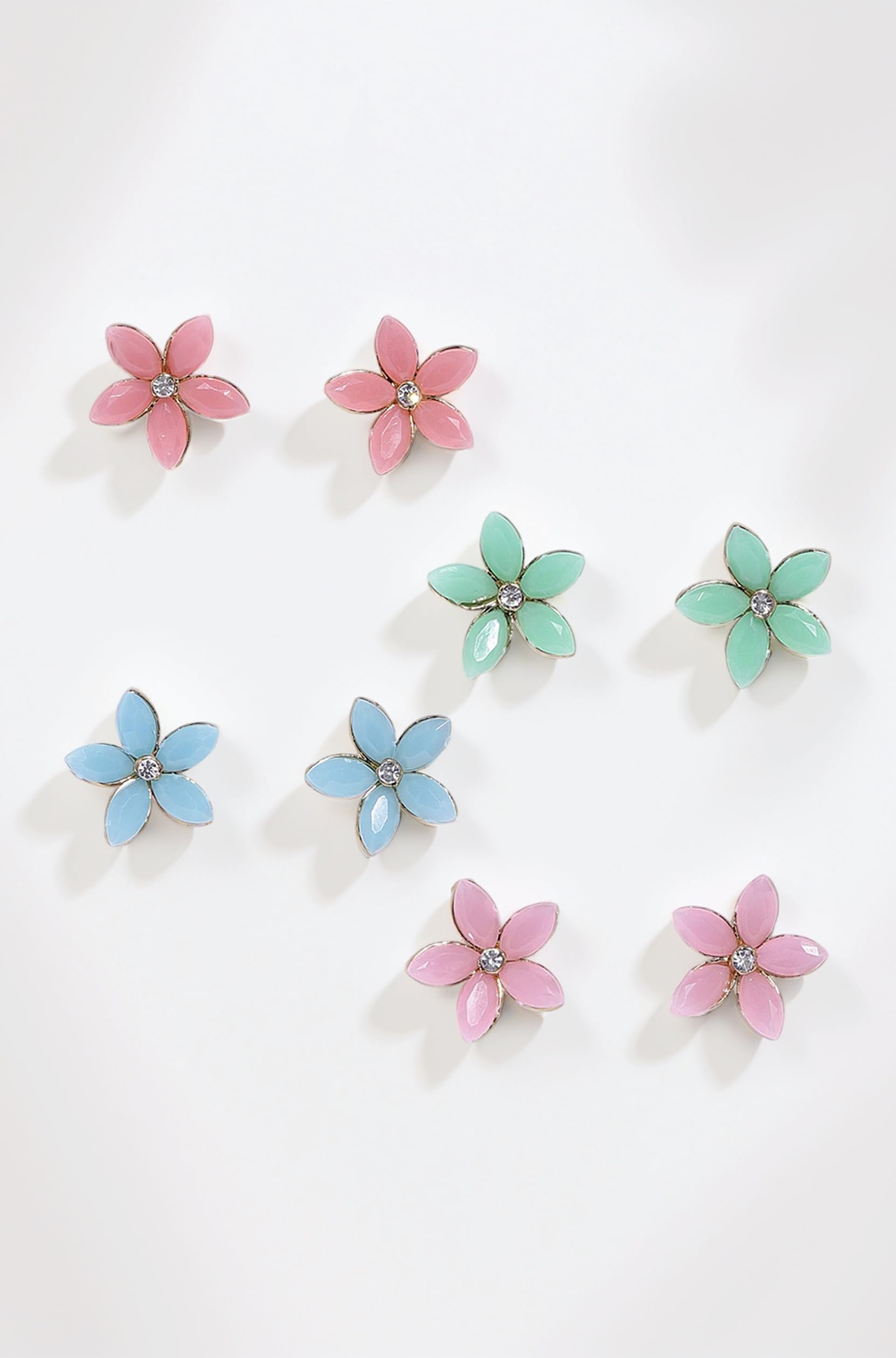 Rhodium Plated Floral Meenakari Stud Earrings combo for girls and women CO1104927R