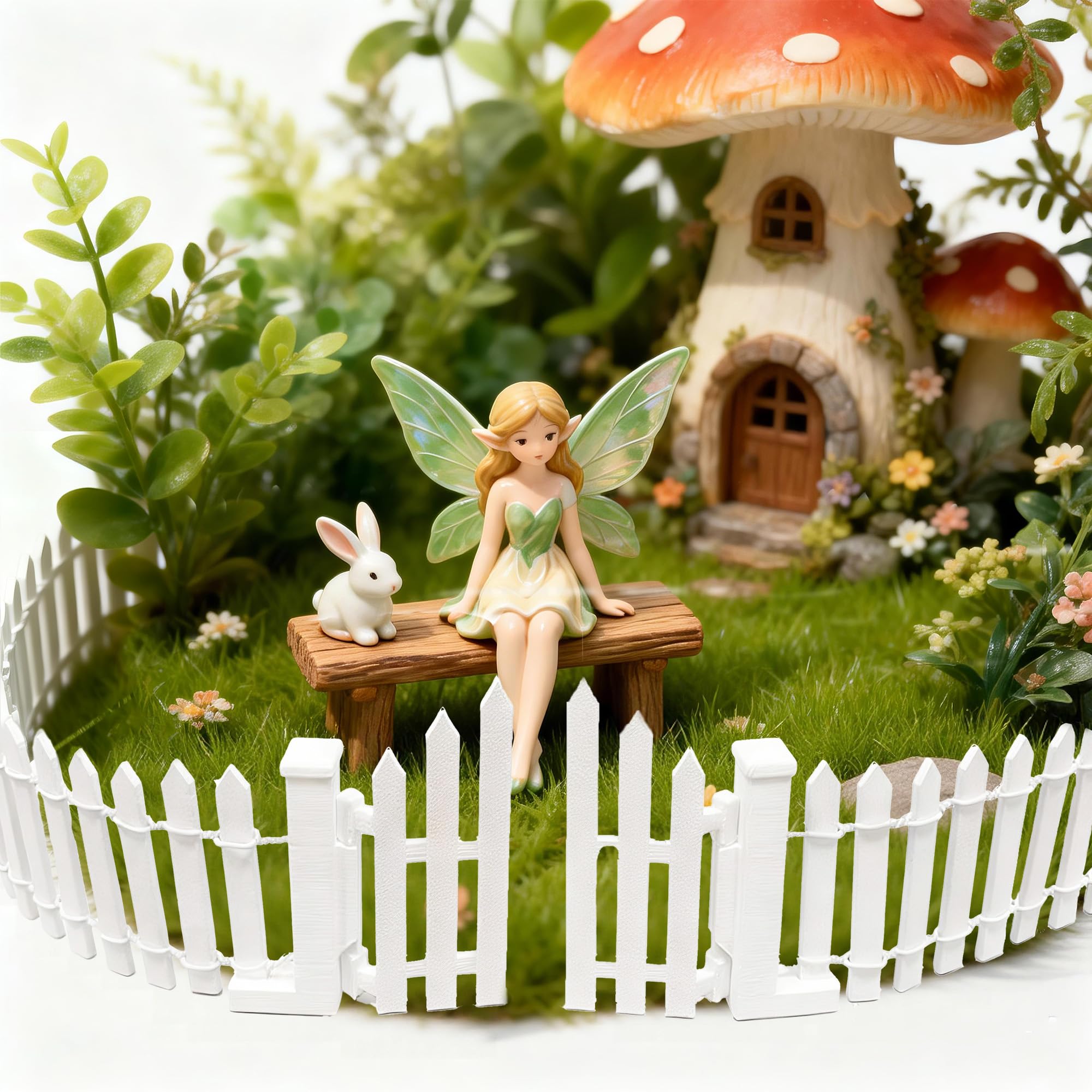 Bajkowy miniaturowy płot ogrodowy z bramą biały drewniany płot domek dla lalek mini wiejski krajobraz projekt DIY doniczka