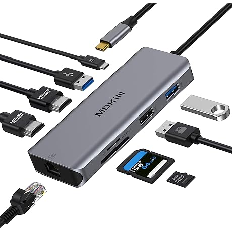 9 in 1 USB C Dual HDMI Adapter for Vako Laptops & Computers