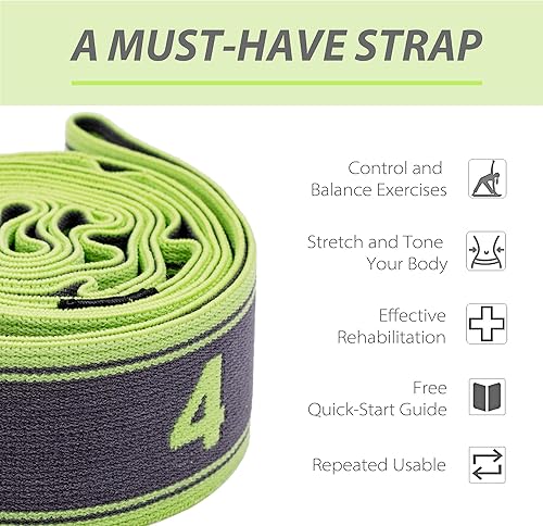 Miniatura 2 de Banda de resistencia al ejercicio, alta elasticidad, 9 bucles, correa de estiramiento de yoga, ideal para músculos tonificados, bailarines,