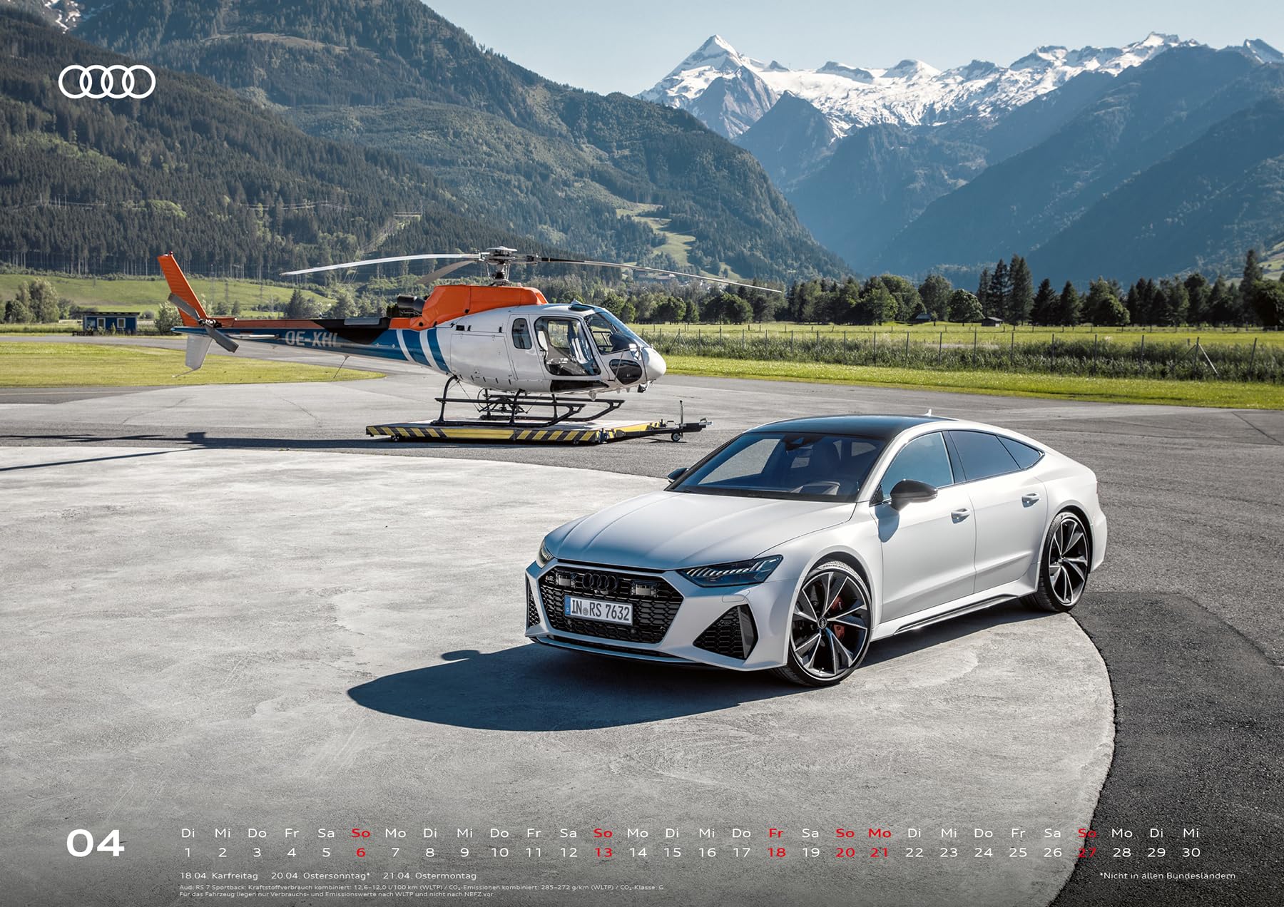 Audi Kalender 2025 DIN A2 60x42cm // Officially licensed by AUDI AG // TTRS RS3 RS4 RS5 RS6 RS7 R8 RSQ8 etron/Audi Sport/Premium Wandkalender