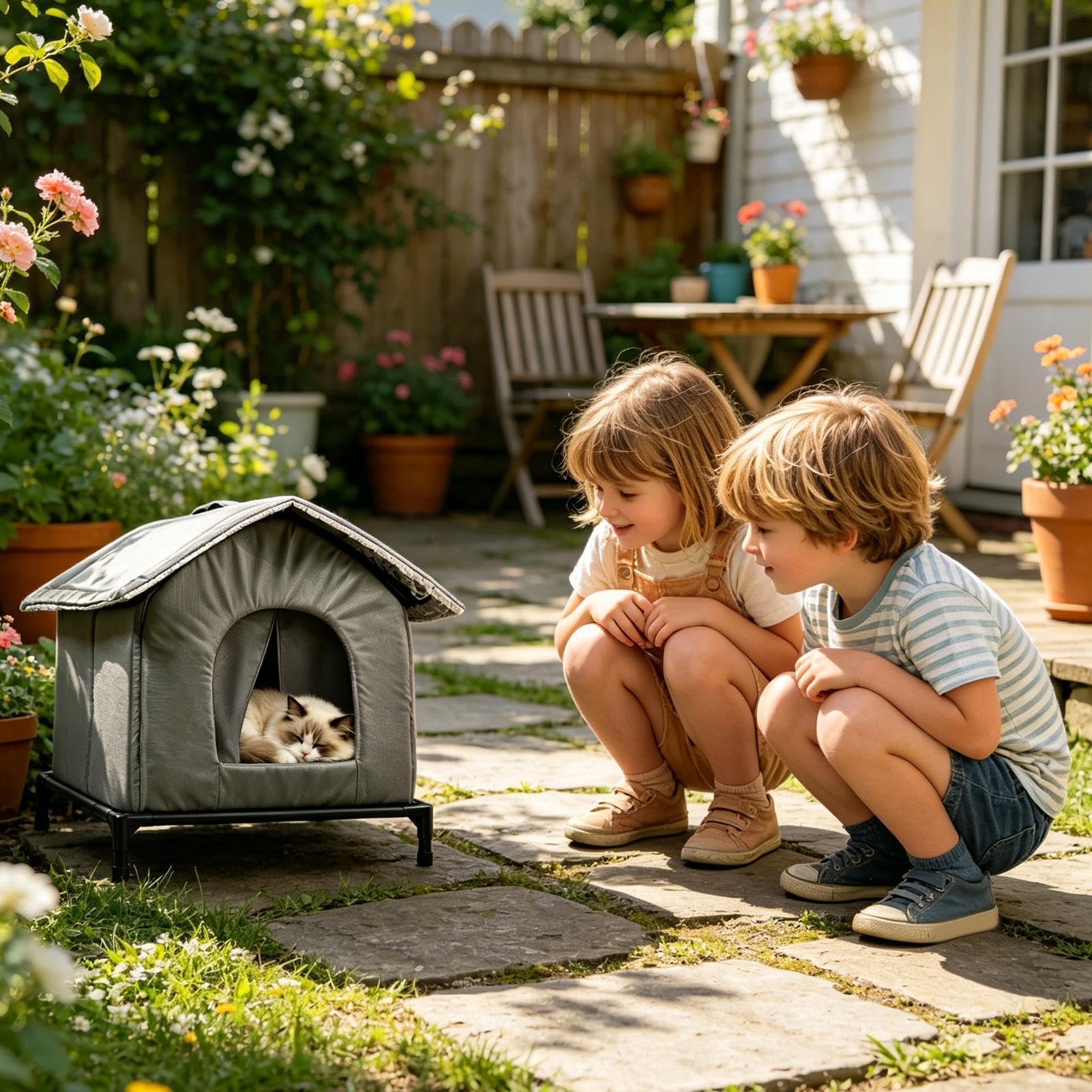 Niche rafraîchissante pour chat | Rafraîchisseur pliable avec packs de glace | Niche extérieure pour animaux de compagnie, pour intérieur et extérieur, maison, balcon, jardin et magasin d'Ani