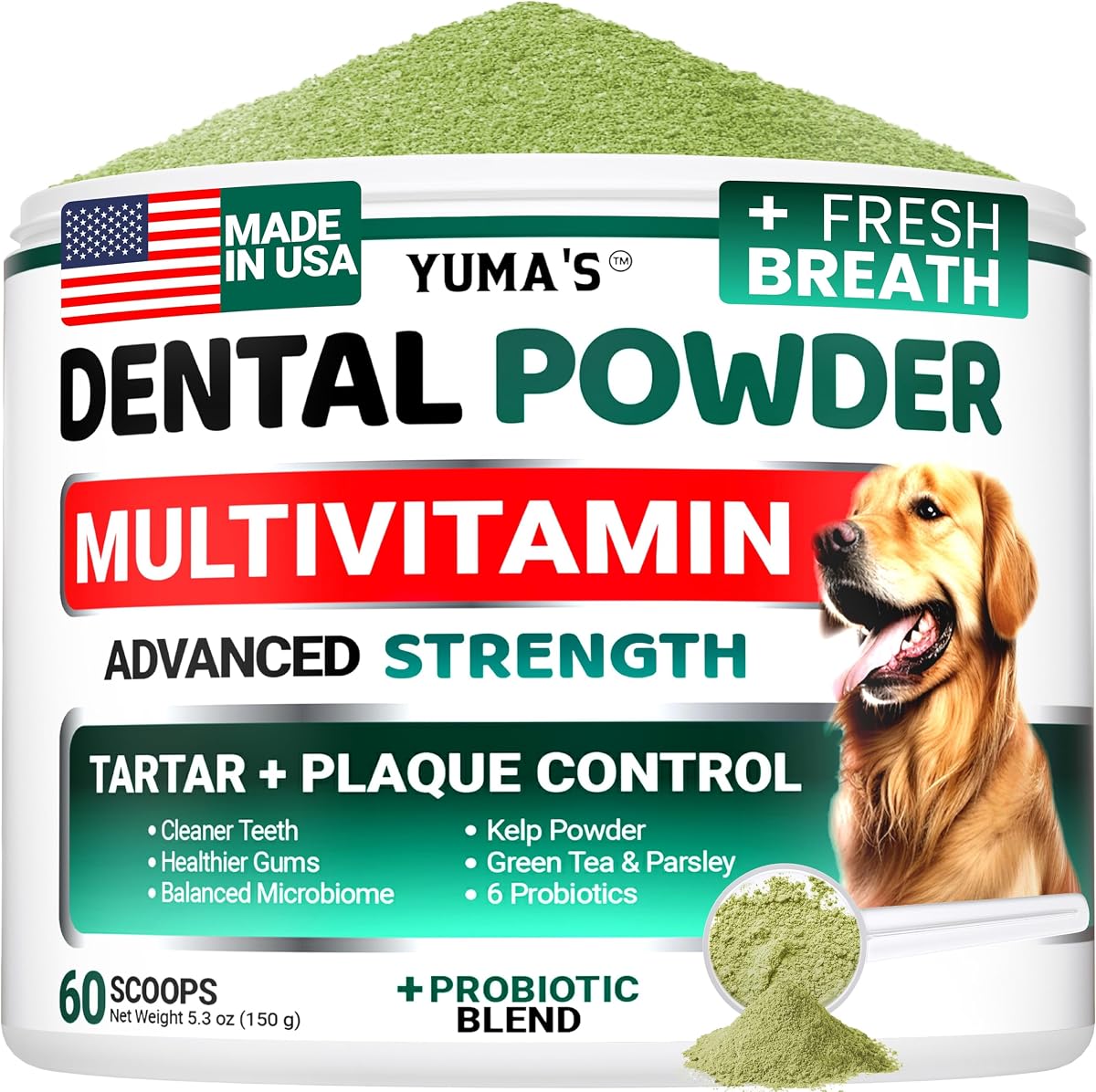 Polvo dental avanzado para perros, ambientador con multivitamina, limpieza de dientes de perro, mal aliento y sarro y removedor de placa para perros Probiotics lab co, cuidado bucal de mascotas - Vitaminas y suplementos