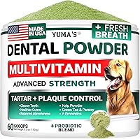 YUMAS Advanced Dog Dental Powder: Breath Freshener, Tartar & Plaque Remover with Probiotics & Multivitamins for Healthy Teeth