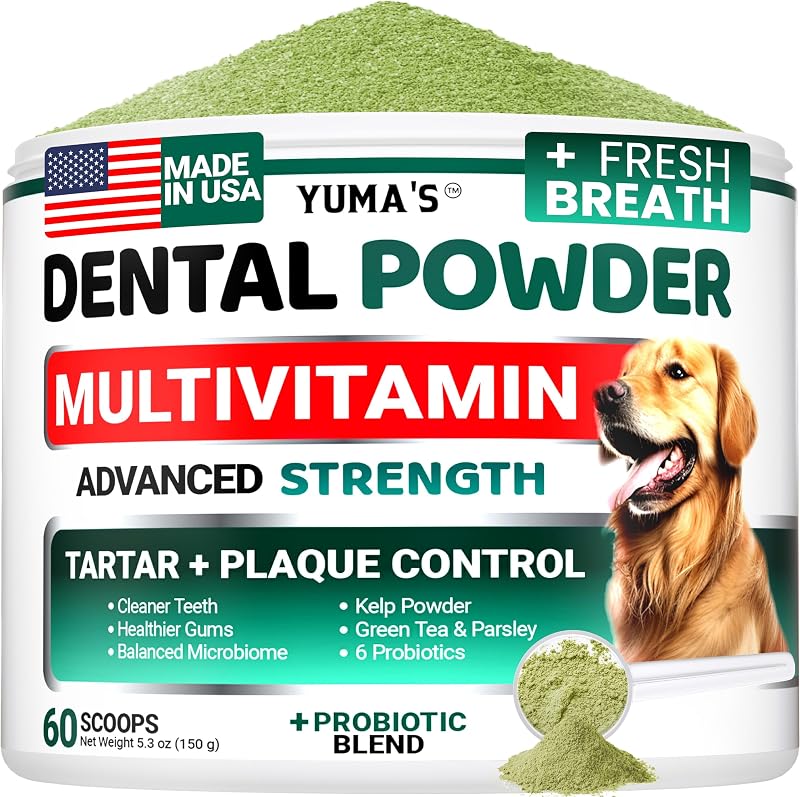 Polvo dental avanzado para perros, ambientador con multivitamina, limpieza de dientes de perro, mal aliento y sarro y removedor de placa para perros Probiotics lab co, cuidado bucal de mascotas - Vitaminas y suplementos