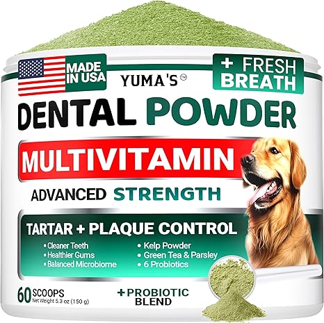 Advanced Dog Dental Powder, Breath Freshener with Multivitamin, Dog Teeth Cleaning, Bad Breath & Tartar and Plaque Off Remover for Dogs Probiotics lab co, Pet Oral Care - Vitamins and Supplements