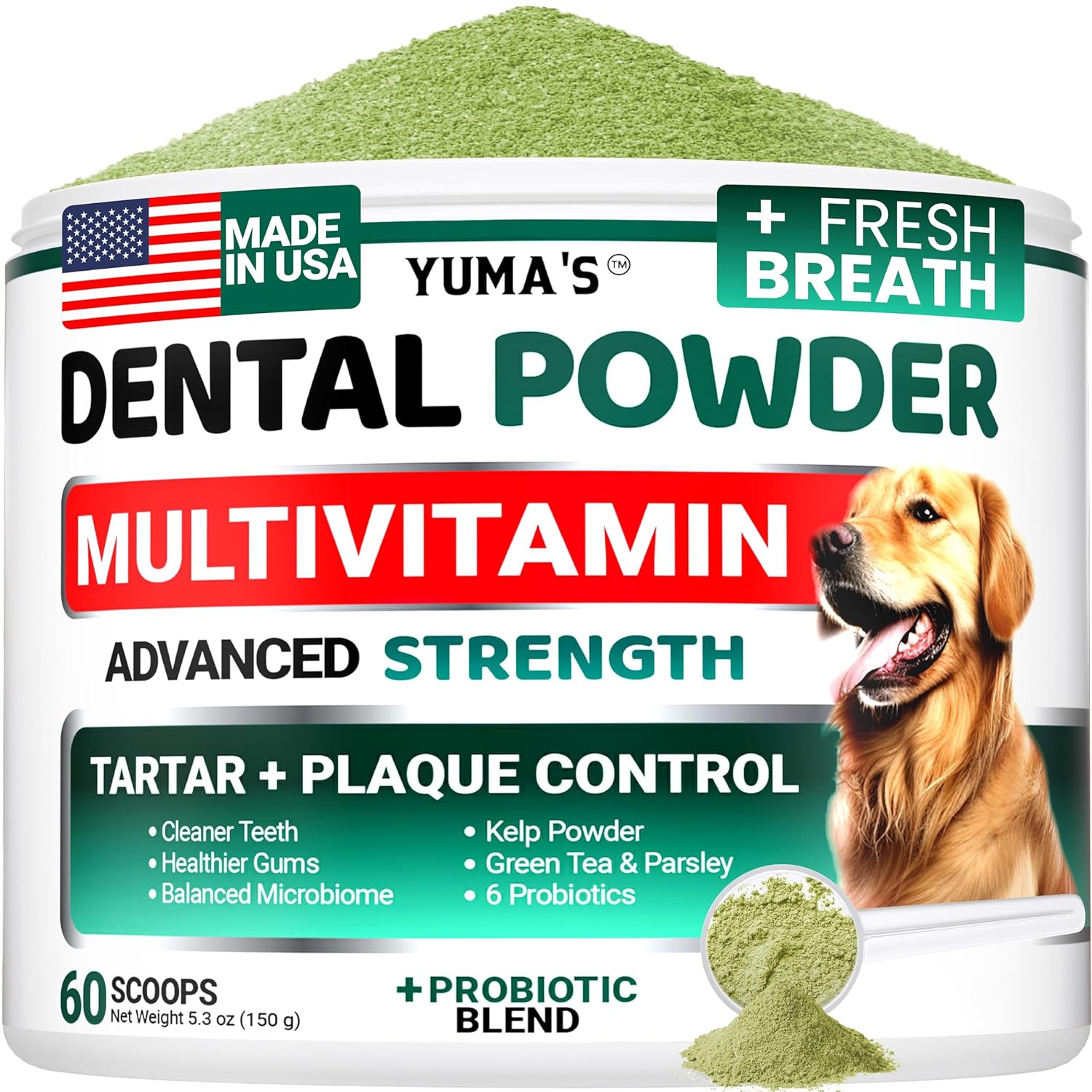 Advanced Dog Dental Powder Breath Freshener with Multivitamin Dog Teeth Cleaning Bad Breath Tartar and Plaque Off Remover