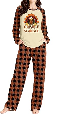 VVNTY Womens Pajamas Set Fall Pjs Long Sleeve Shirts and Pants Christmas Holiday Sleepwear Loungewear