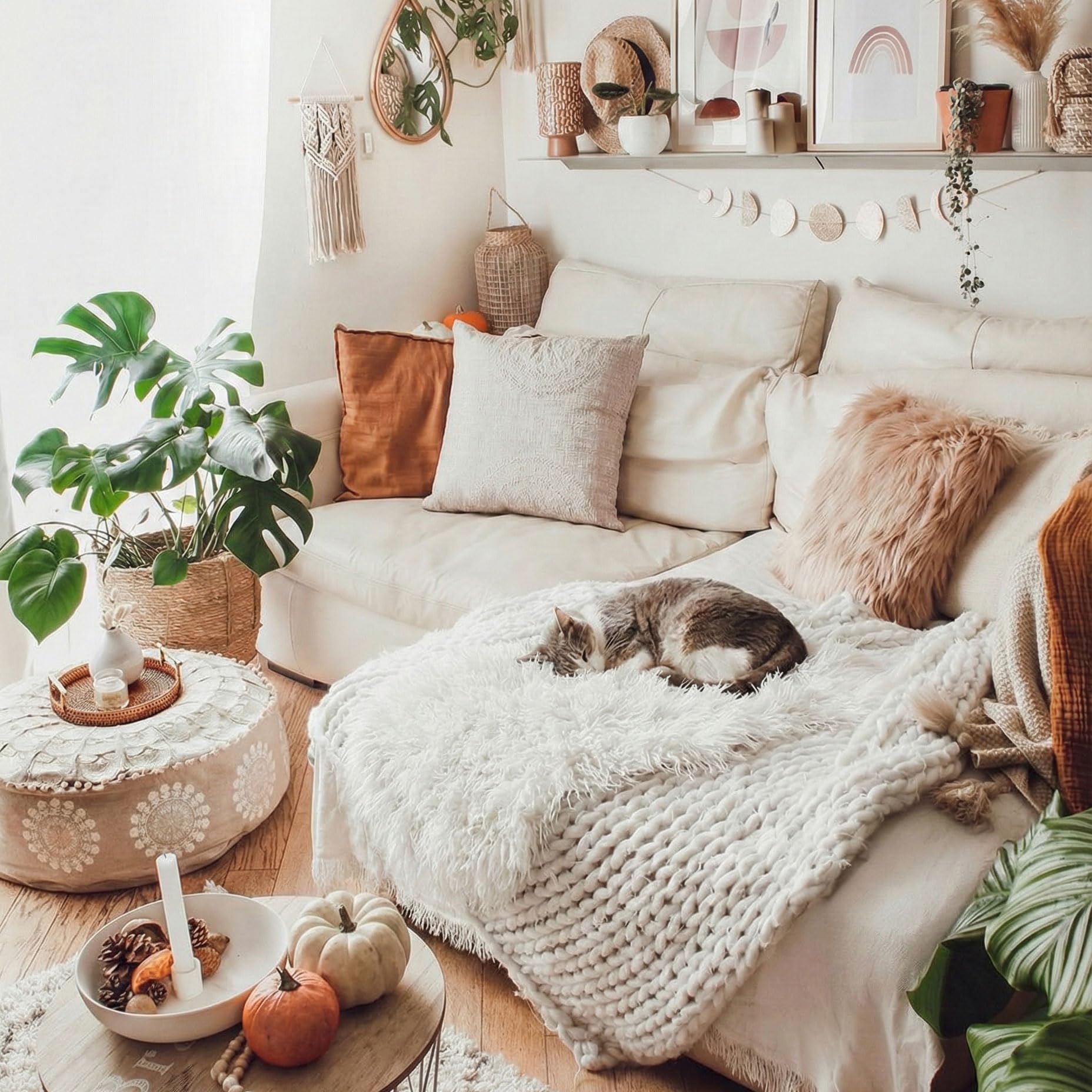 Mandala Life ART Fodera per cuscino da pavimento rotondo bohémien - 60x20 cm - 100% cotone - Custodia pouf per pouf per soggiorno, camera da letto, patio e altro (Beige, 60x20cm)
