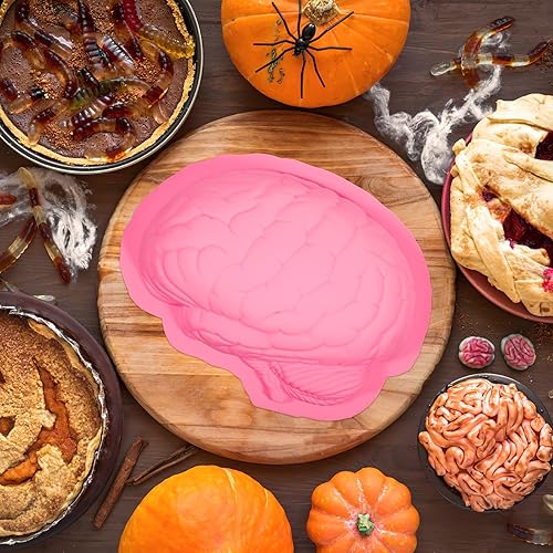 Miniatura 8 de DOITOOL Molde de cerebro de Halloween de silicona en forma de cerebro para tartas, moldes de silicona para hornear - Molde de chocolate 3D para
