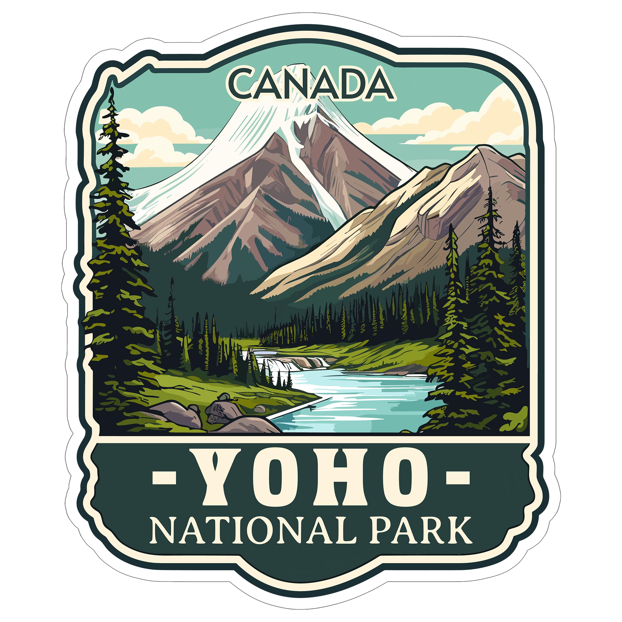 Yoho National Park British Columbia Canada Sticker 4 Inch Nature Hiking - Waterproof Vinyl Decal for Laptop Water Bottle Car Tumbler - Durable Aesthetic Long-Lasting Stickers for Adults ID44990