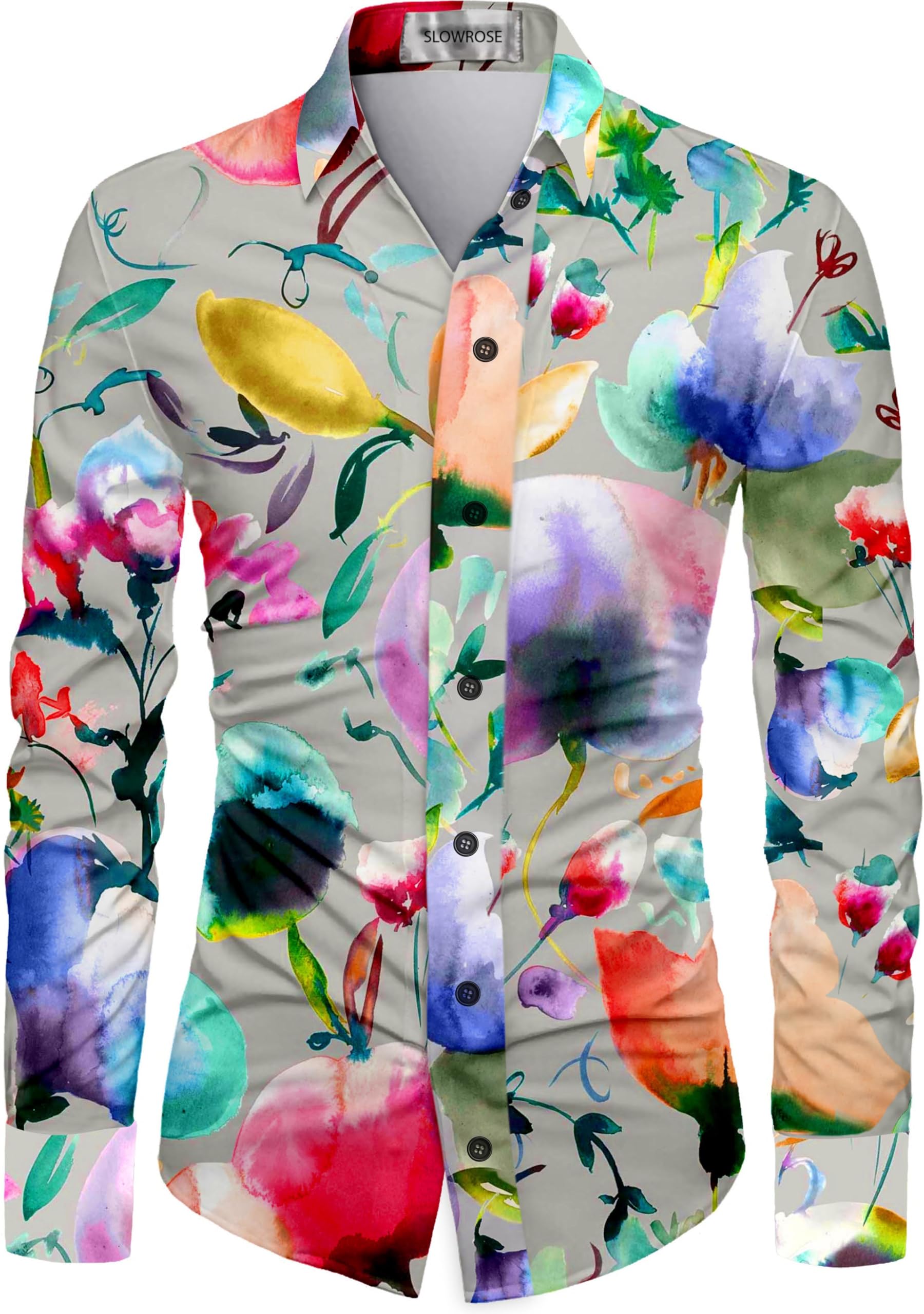 Men's Polycotton Regular Fit Floral Print Unstitched Shirt Fabric 2.25 Meters with Elegant Design For Casual Outings, Parties, Festivals (grey4)-image-46