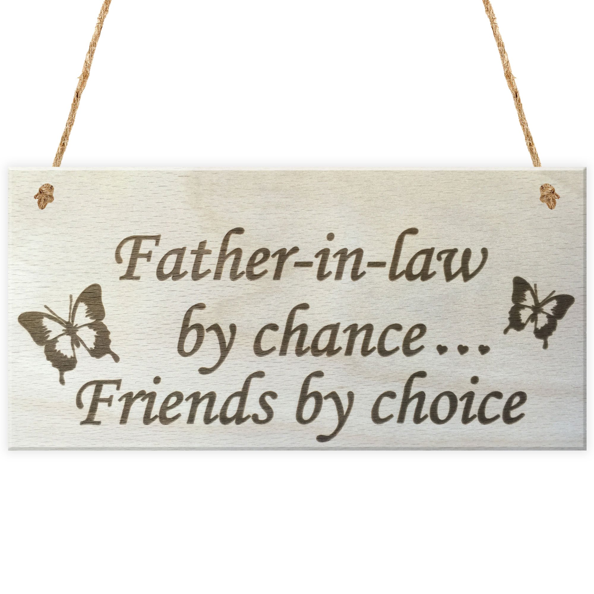 Red Ocean Father In Law By Chance Friends By Choice Wooden Hanging Plaque Friendship Gift Sign